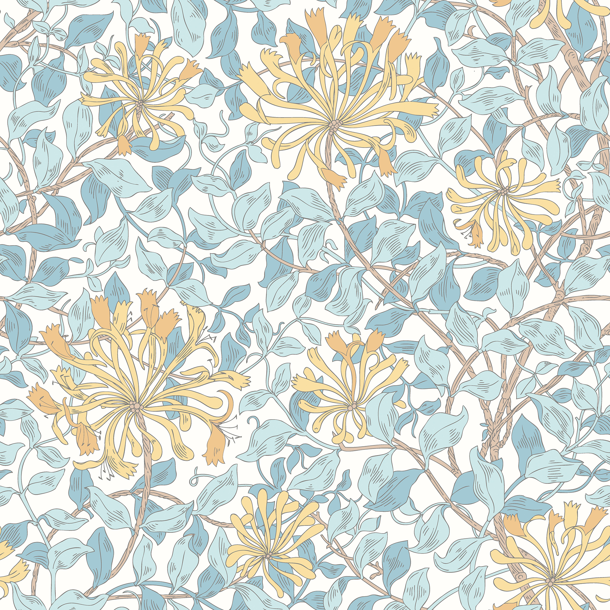 Hoopla Honeysuckle Leaf Trail Seafoam Matt Wallpaper - 10m