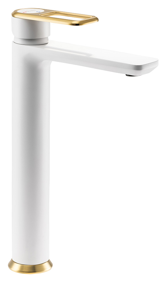 Abode Levarto Tall Basin Mixer Tap - White & Brass