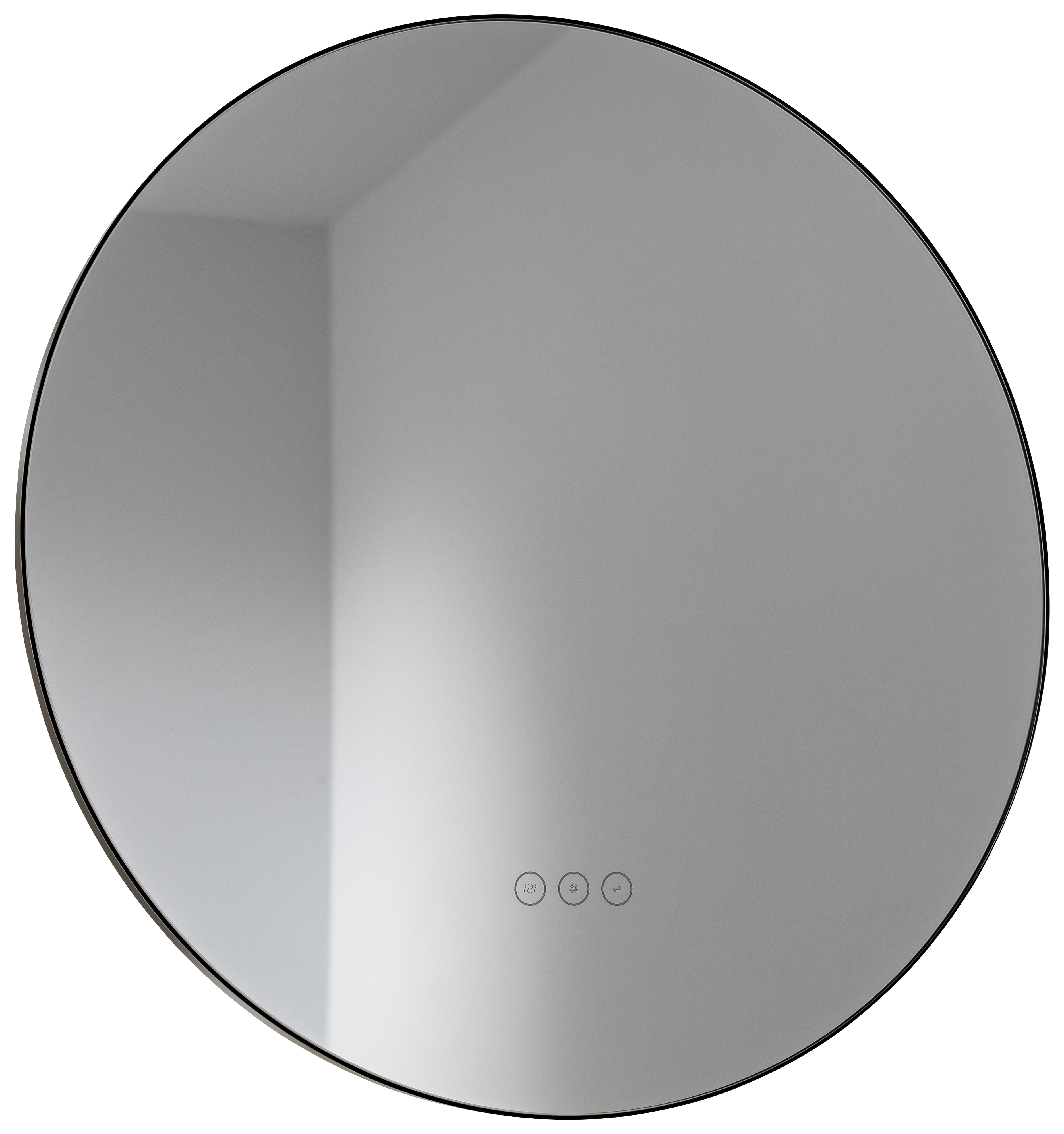 Abode Mayar Matt Black Round LED Bathroom Mirror - 600mm