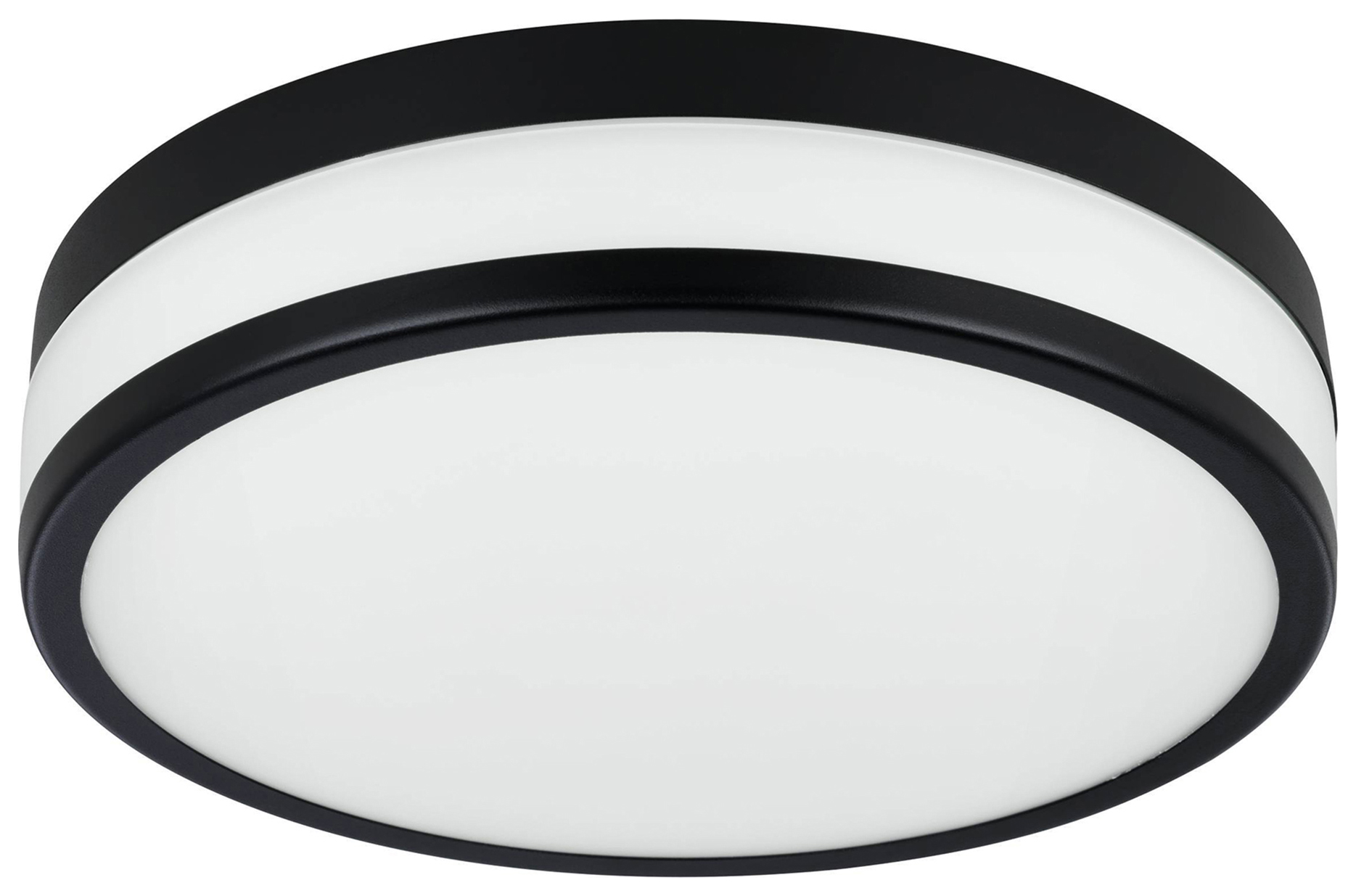 Eglo Palermo LED Glass Flush Bathroom Ceiling Light - Black Steel