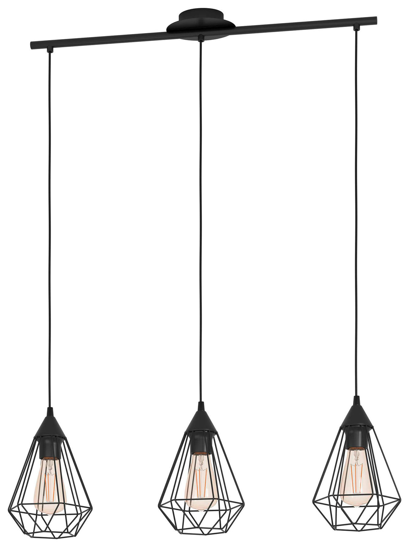 Eglo Tarbes Wire Frame 3-Light Pendant - Black Steel