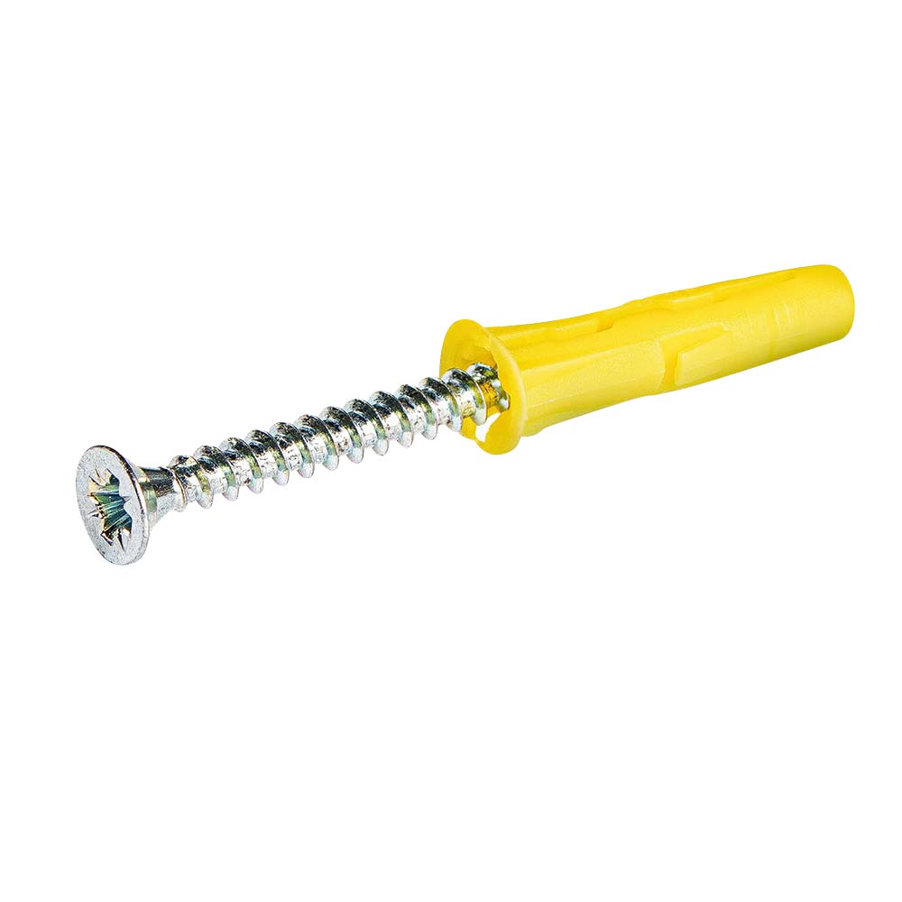 Rawlplug UNO Yellow Universal Wall Plugs with Screws - 5mm - Pack of 24