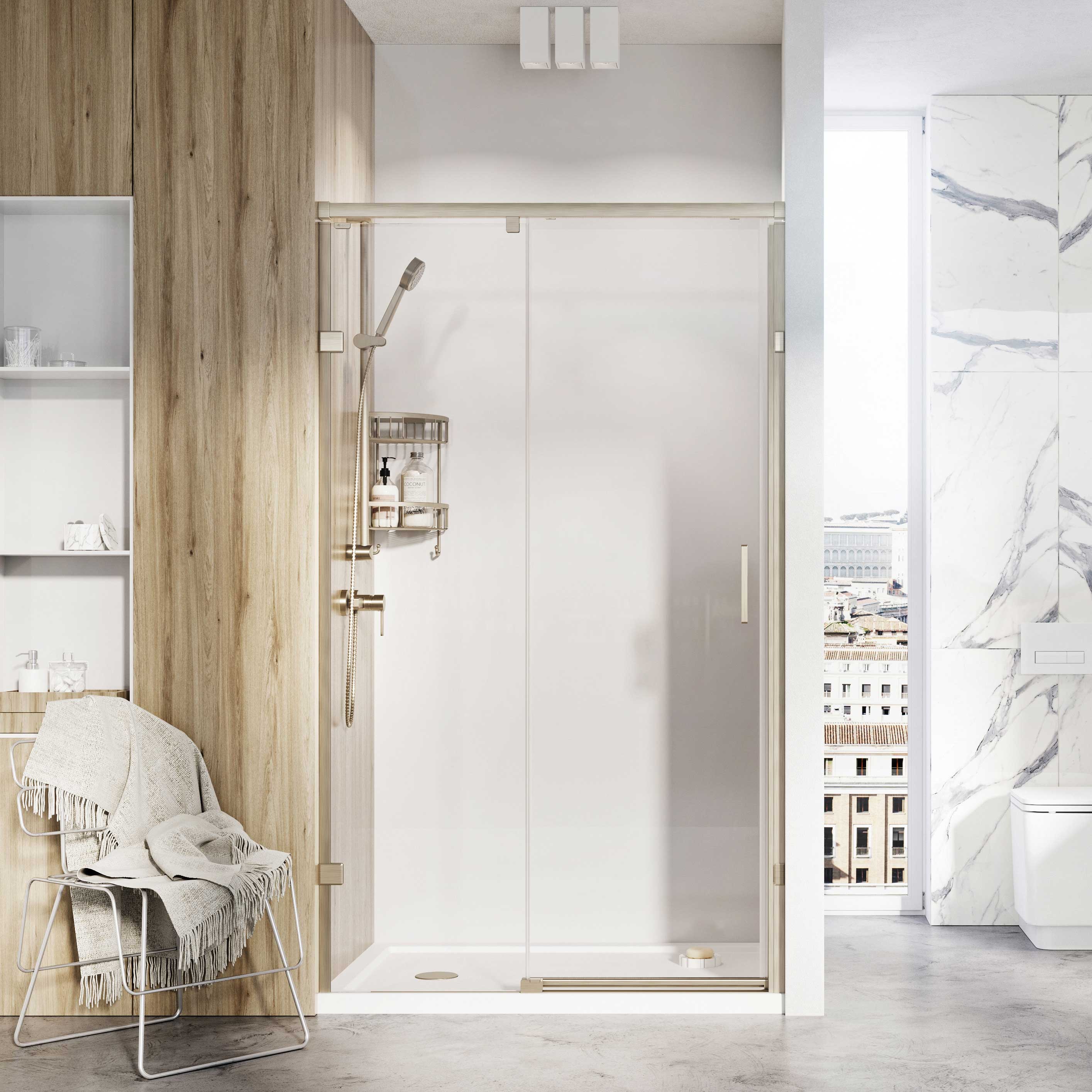 Roman Liberty 8mm RH Nickel Single Sliding Shower Door for Recess Fitting - 2000 x 1400mm