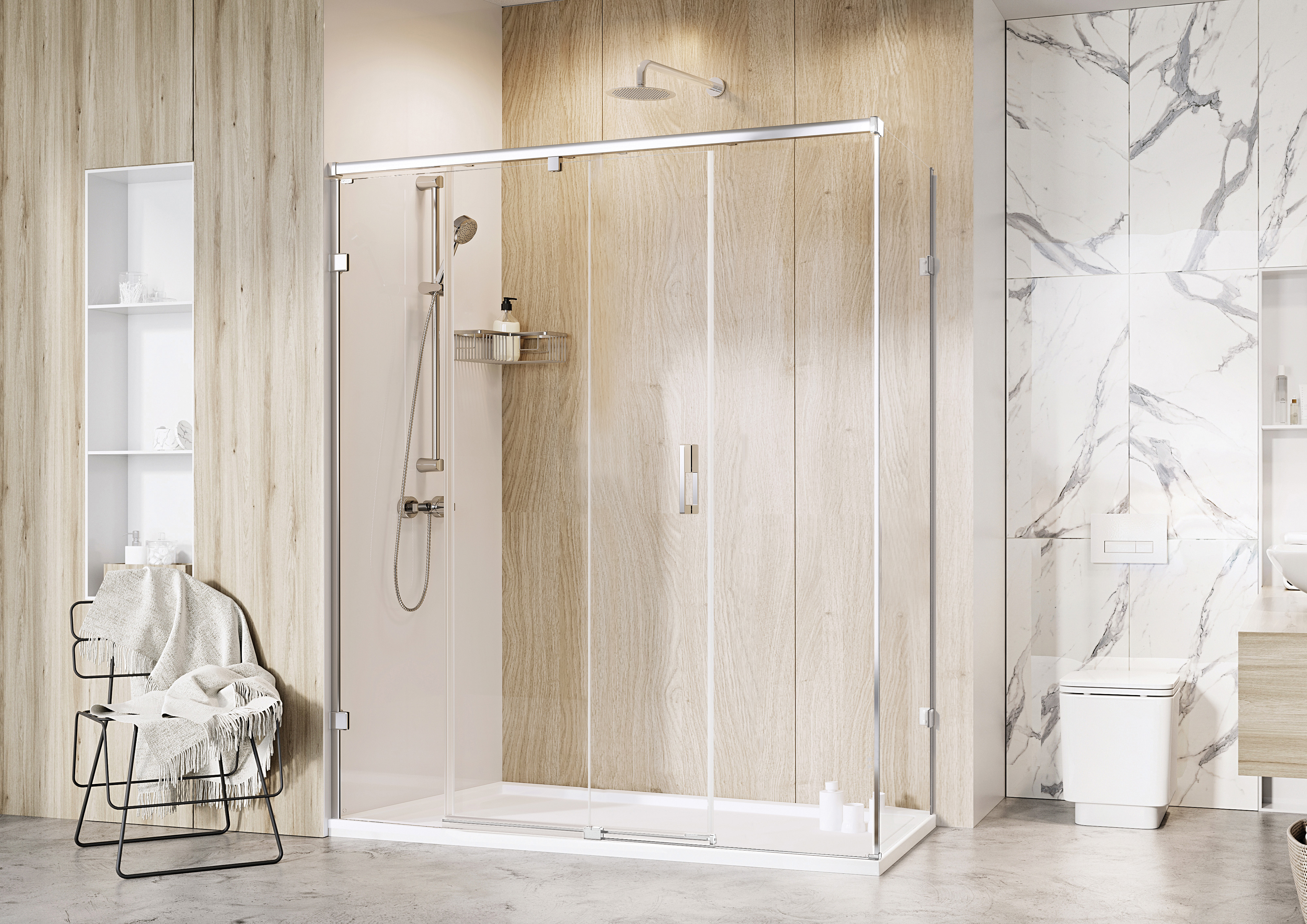 Roman Liberty 8mm RH Chrome Single Sliding Shower Door Only for Side Panel Fitting - 2000 x 1200mm