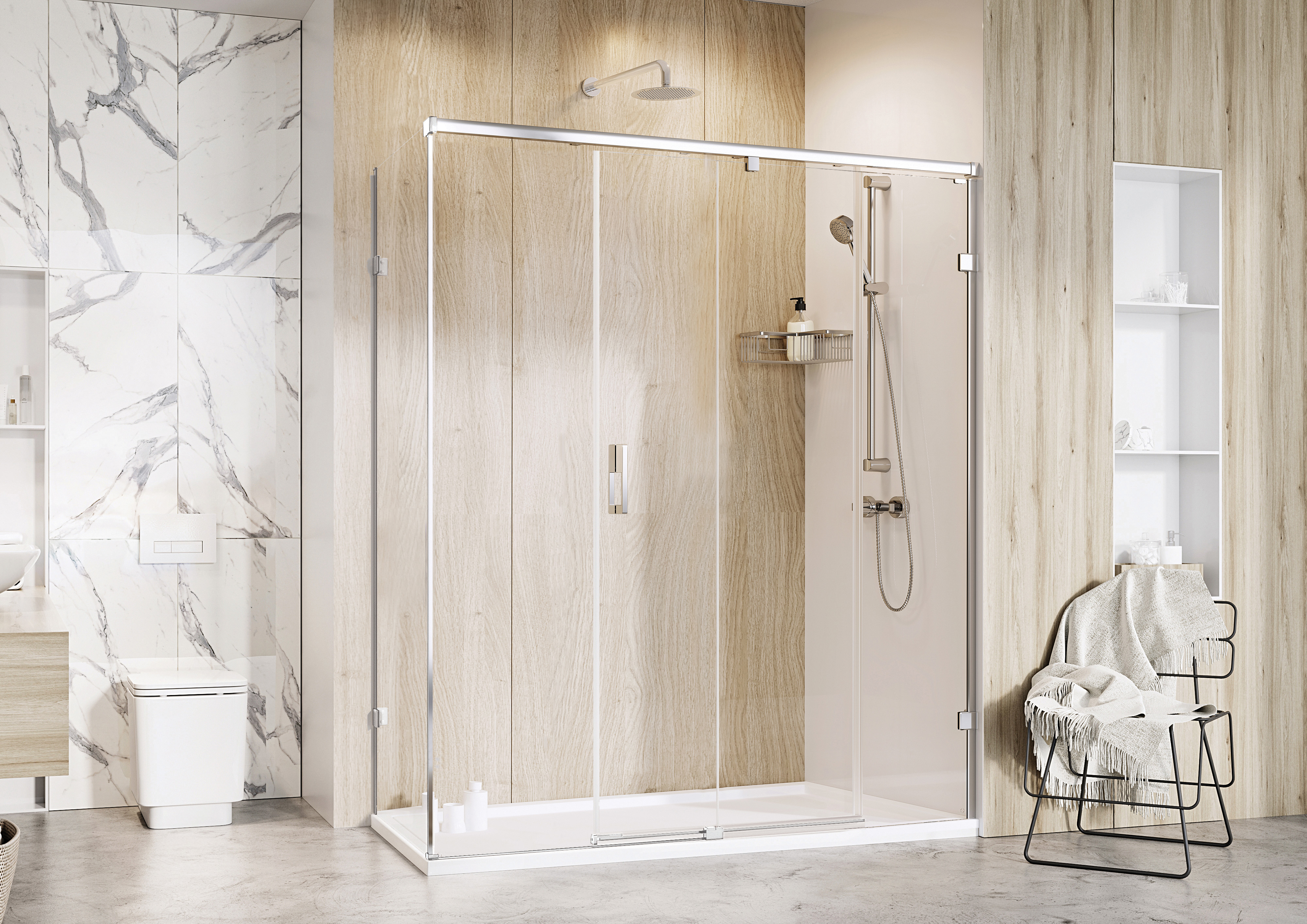 Roman Liberty 8mm LH Chrome Single Sliding Shower Door Only for Side Panel Fitting - 2000 x 1200mm