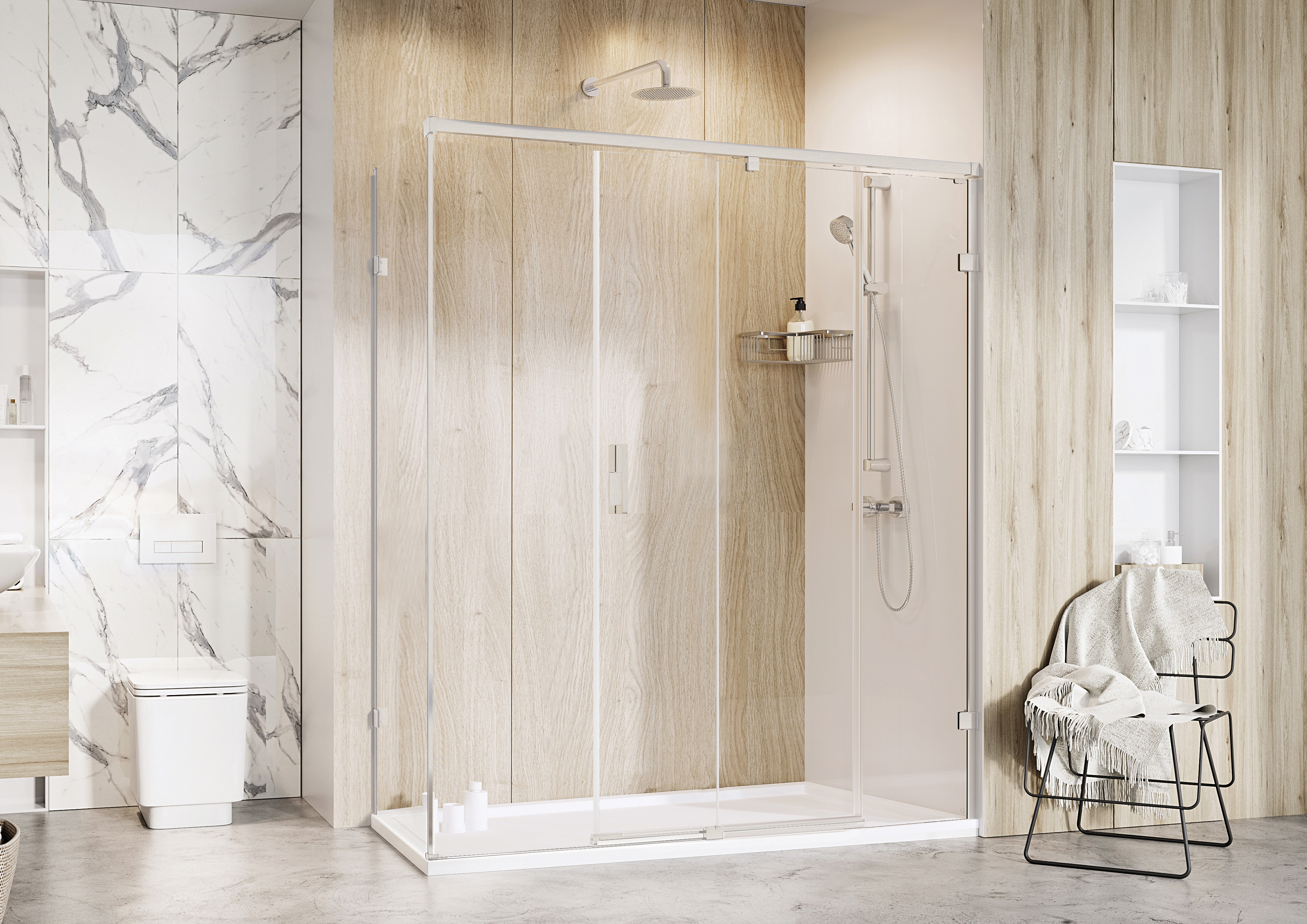 Roman Liberty 8mm LH Nickel Single Sliding Shower Door Only for Side Panel Fitting - 2000 x 1200mm