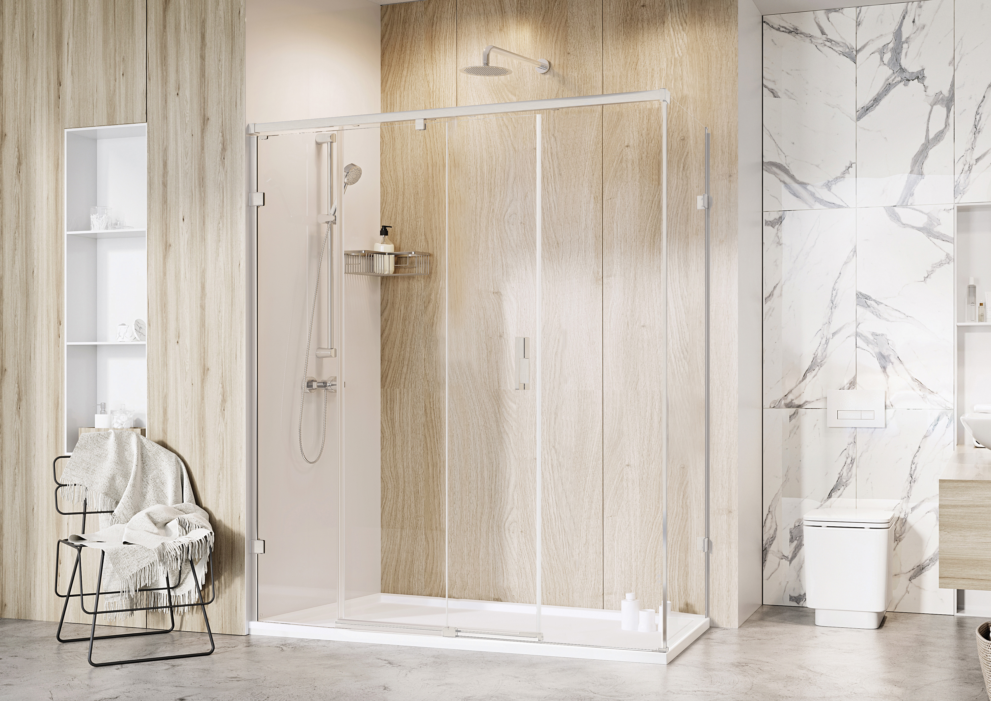 Roman Liberty 8mm RH Nickel Single Sliding Shower Door Only for Side Panel Fitting - 2000 x 1200mm