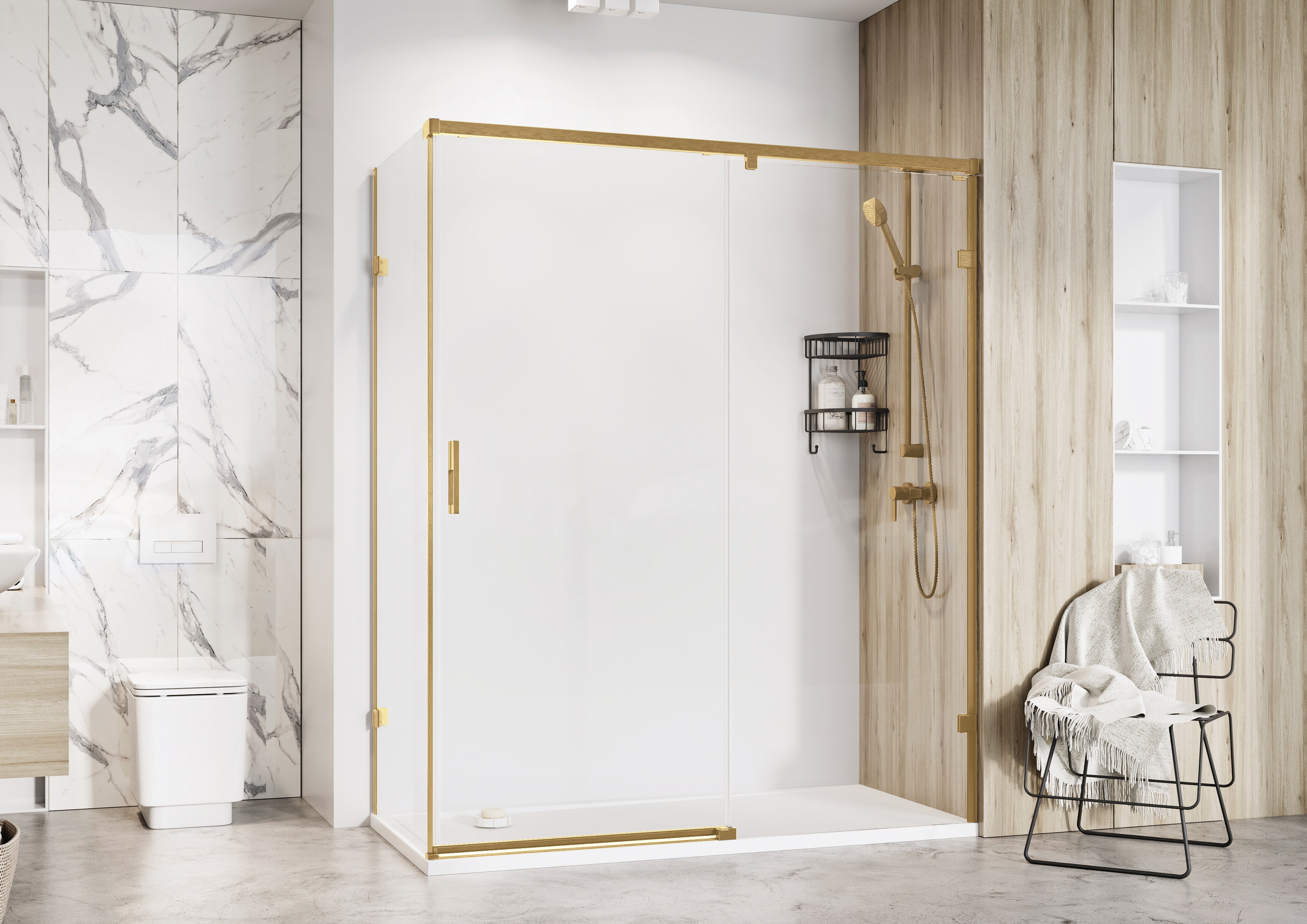 Roman Liberty 8mm LH Brushed Brass Single Sliding Shower Door Only for Side Panel Fitting - 1200mm