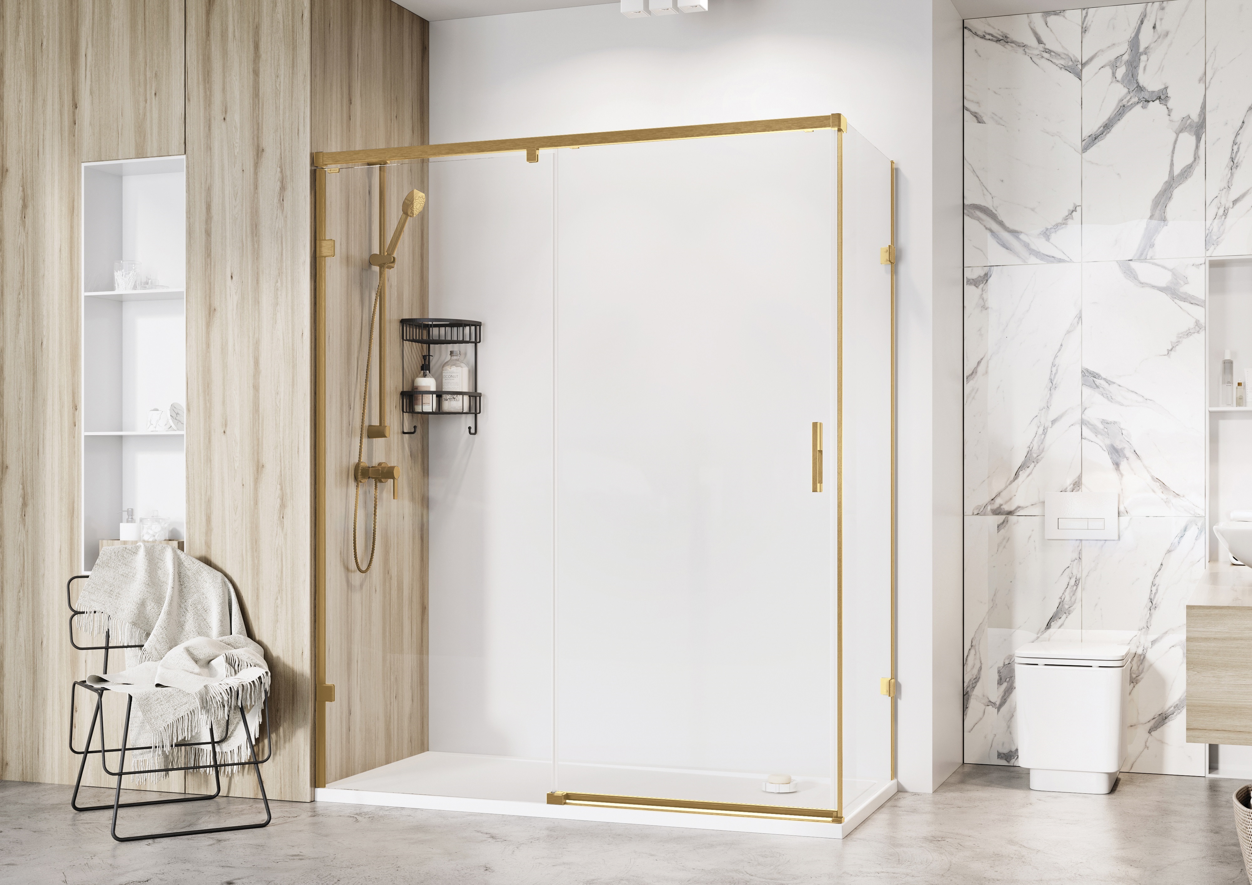 Roman Liberty 8mm RH Brushed Brass Single Sliding Shower Door Only for Side Panel Fitting - 2000 x 1200mm