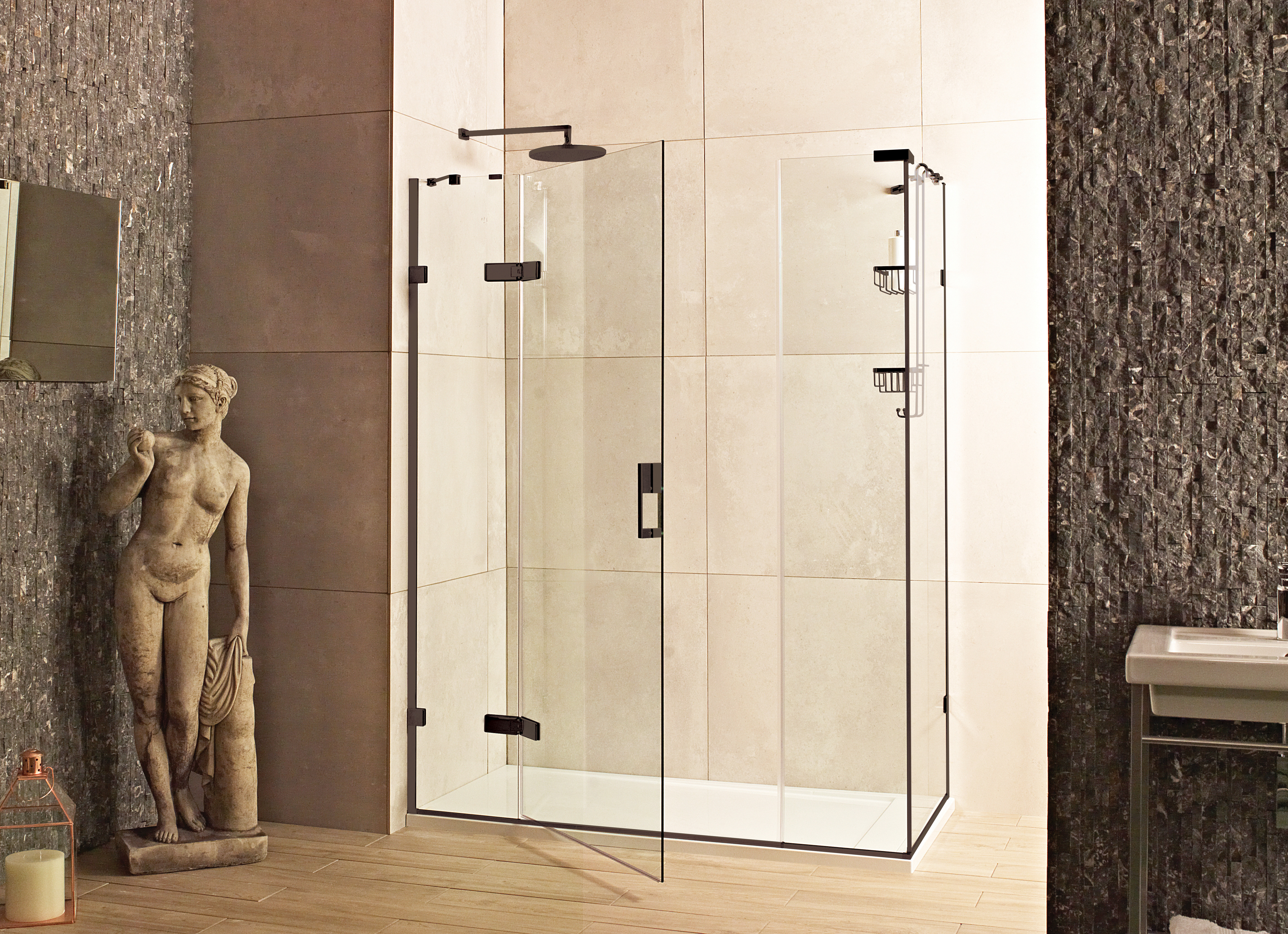 Roman Liberty 8mm Black 2 In-line Panels for Side Panel Fitting - 515mm