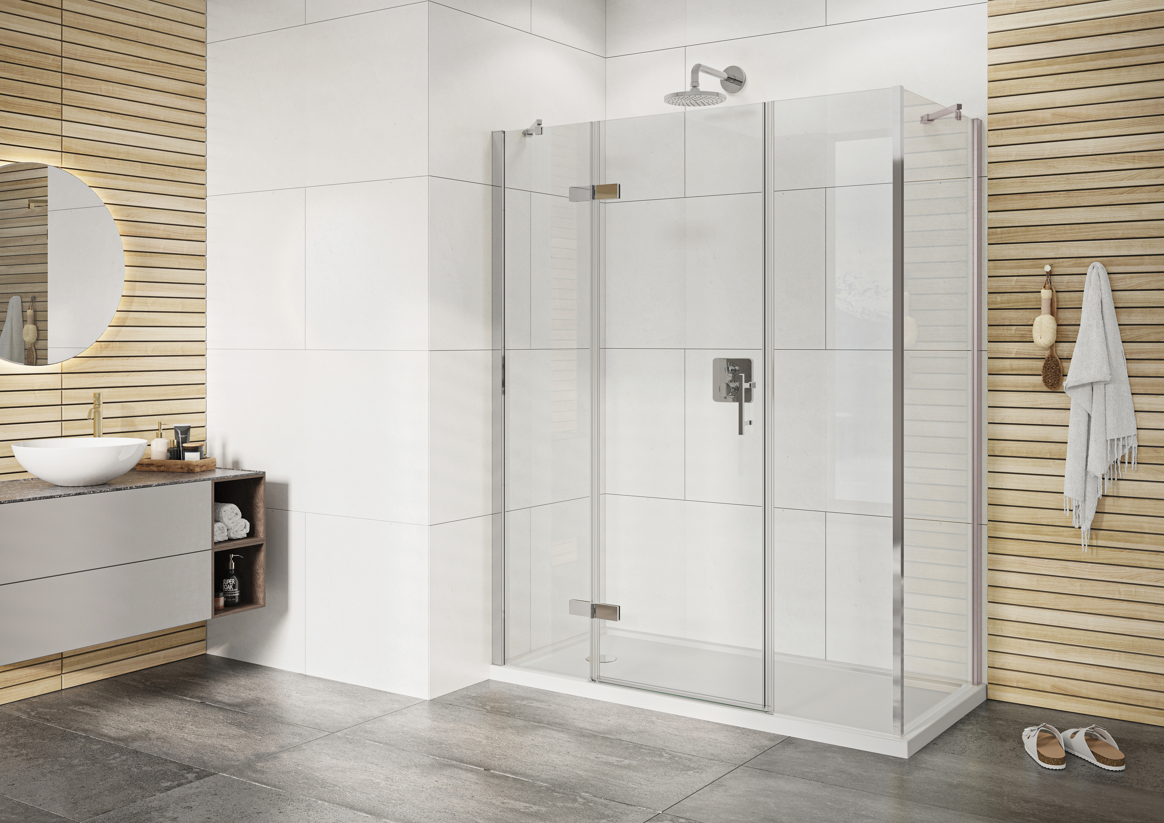 Roman Innov8 8mm Chrome Hinge Door Only for 2 In-line Panels & Side Panel Fitting - 680mm