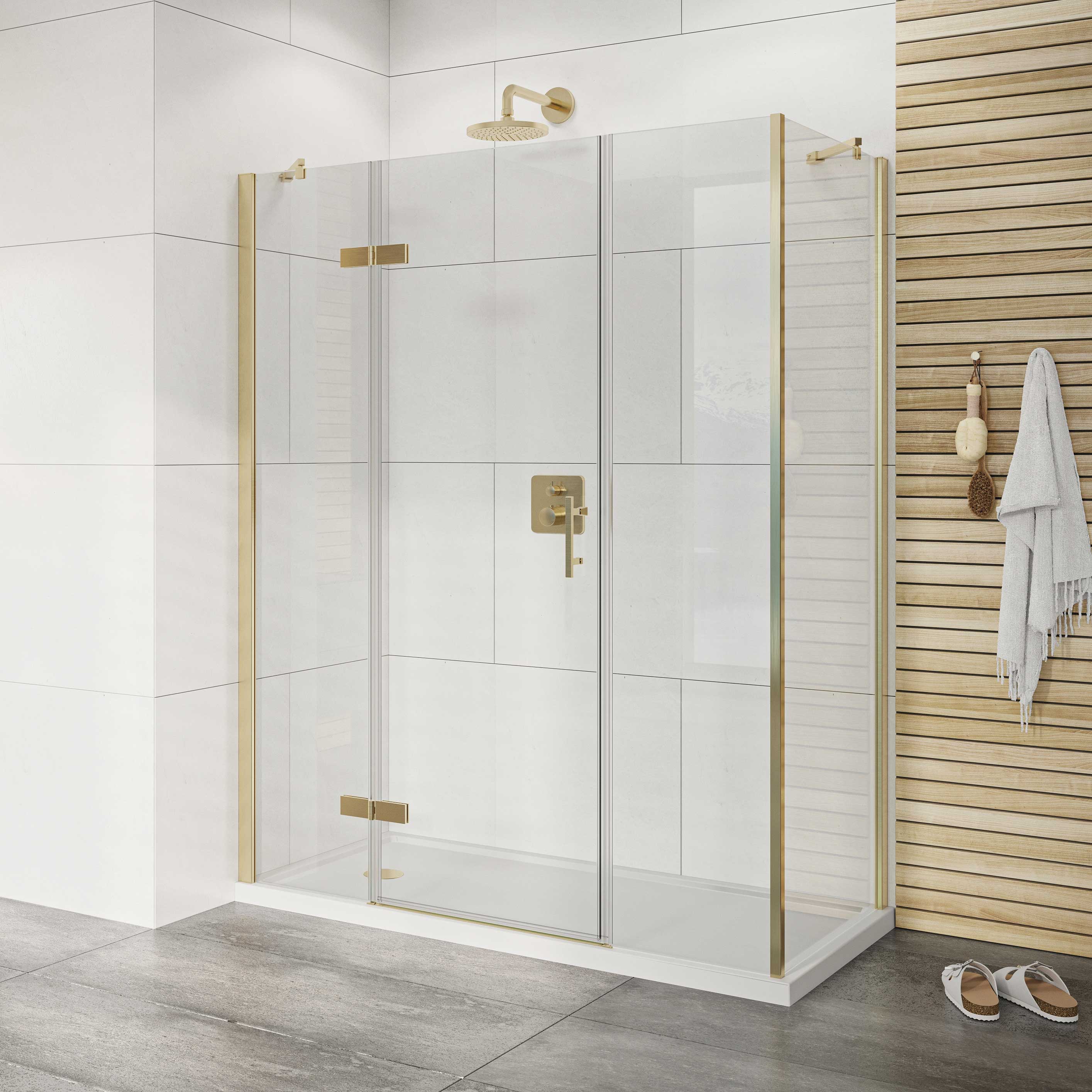 Roman Innov8 8mm Brushed Brass 2 In-line Panels Only for Side Panel Fitting - 720mm