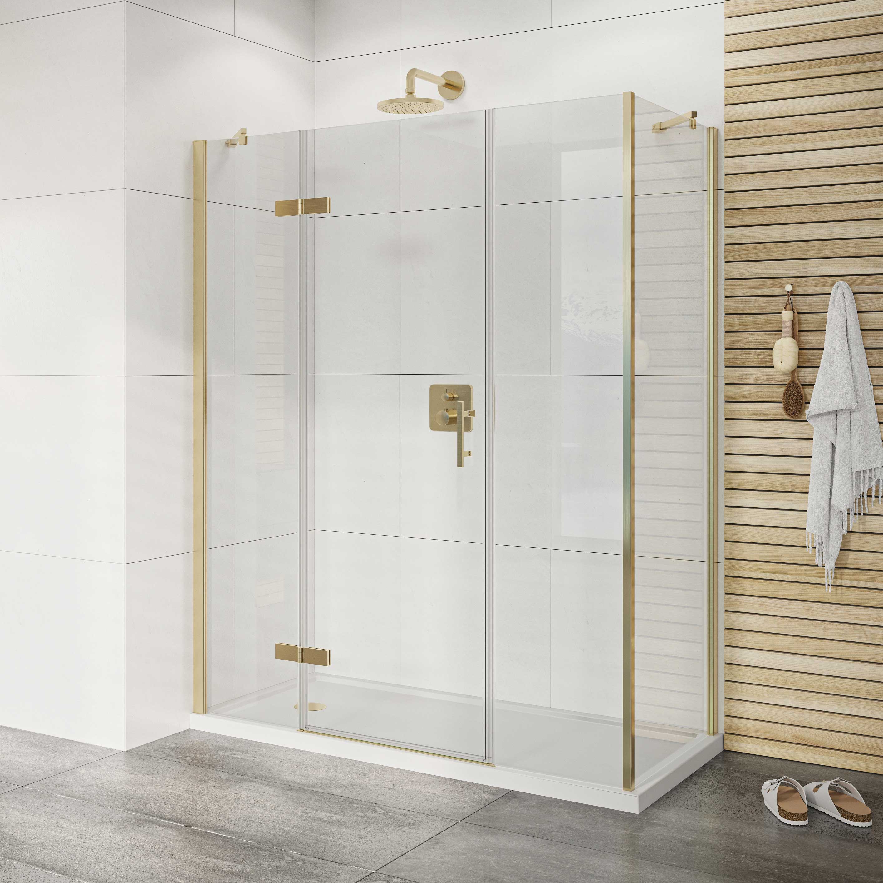 Roman Innov8 8mm Brushed Brass 2 In-line Panels Only for Side Panel Fitting - 1950 x 920mm