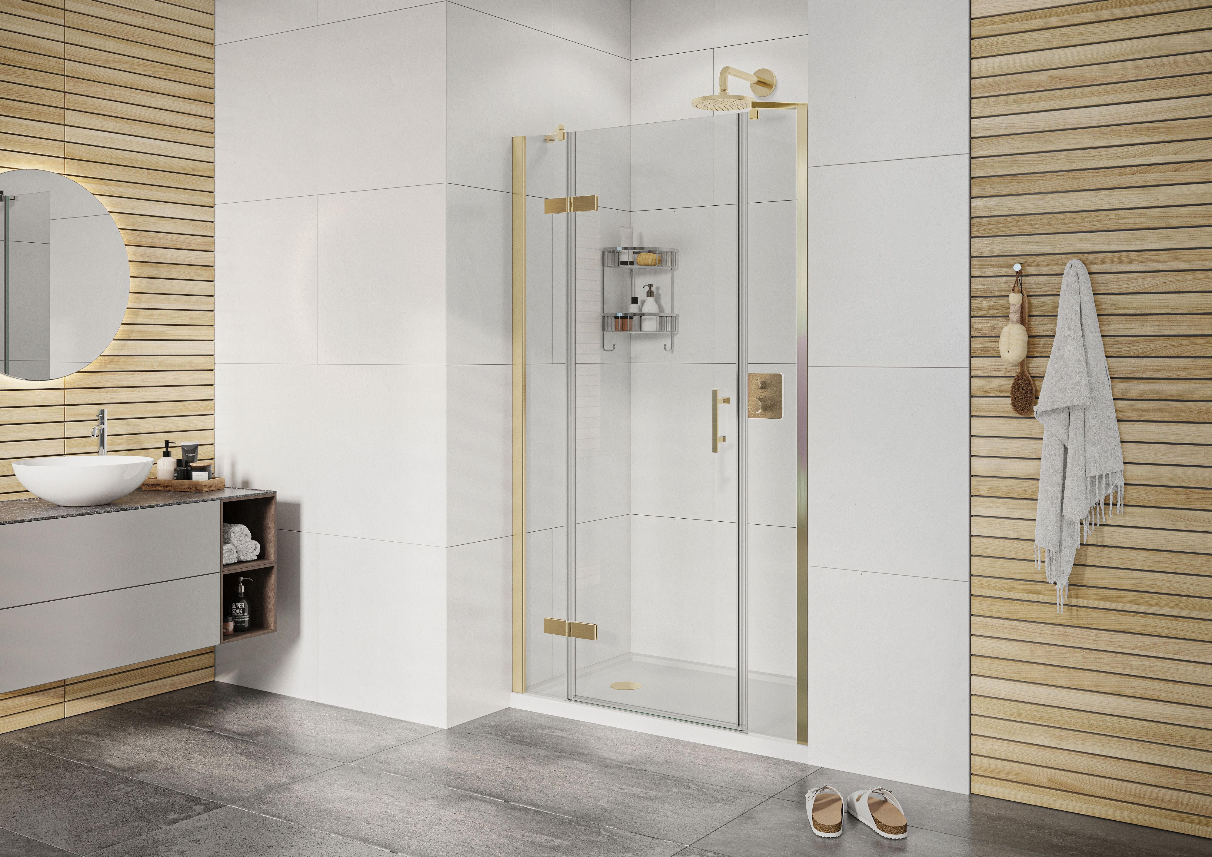 Roman Innov8 8mm Brushed Brass 2 In-line Panels for Recess Fitting - 720mm