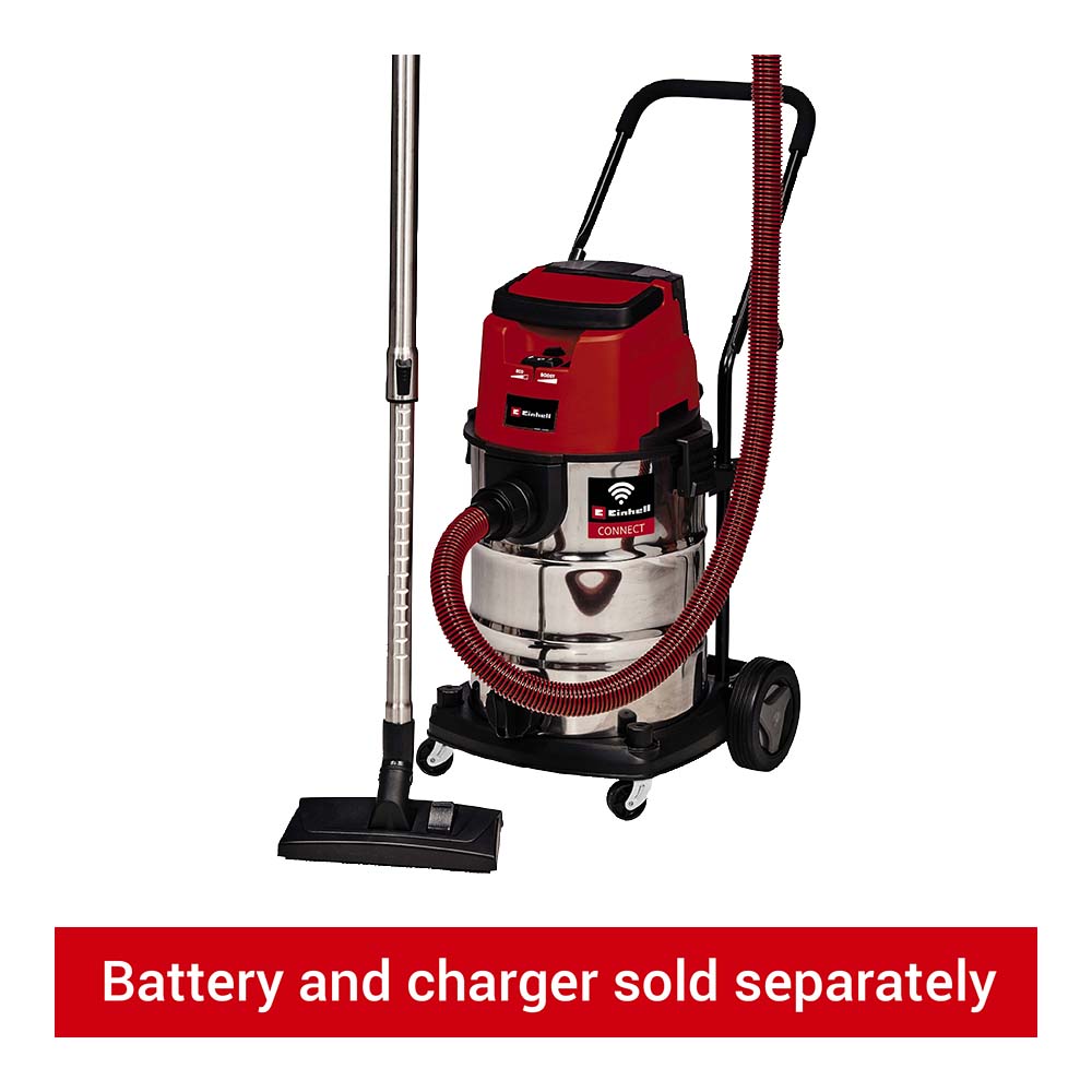 Einhell Power X-Change 36V Cordless Stainless Steel 30L Wet & Dry Vac with Auto Power Take Off - Bare