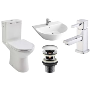Aris Close Coupled Toilet with Wall Hung Basin Cloakroom Suite