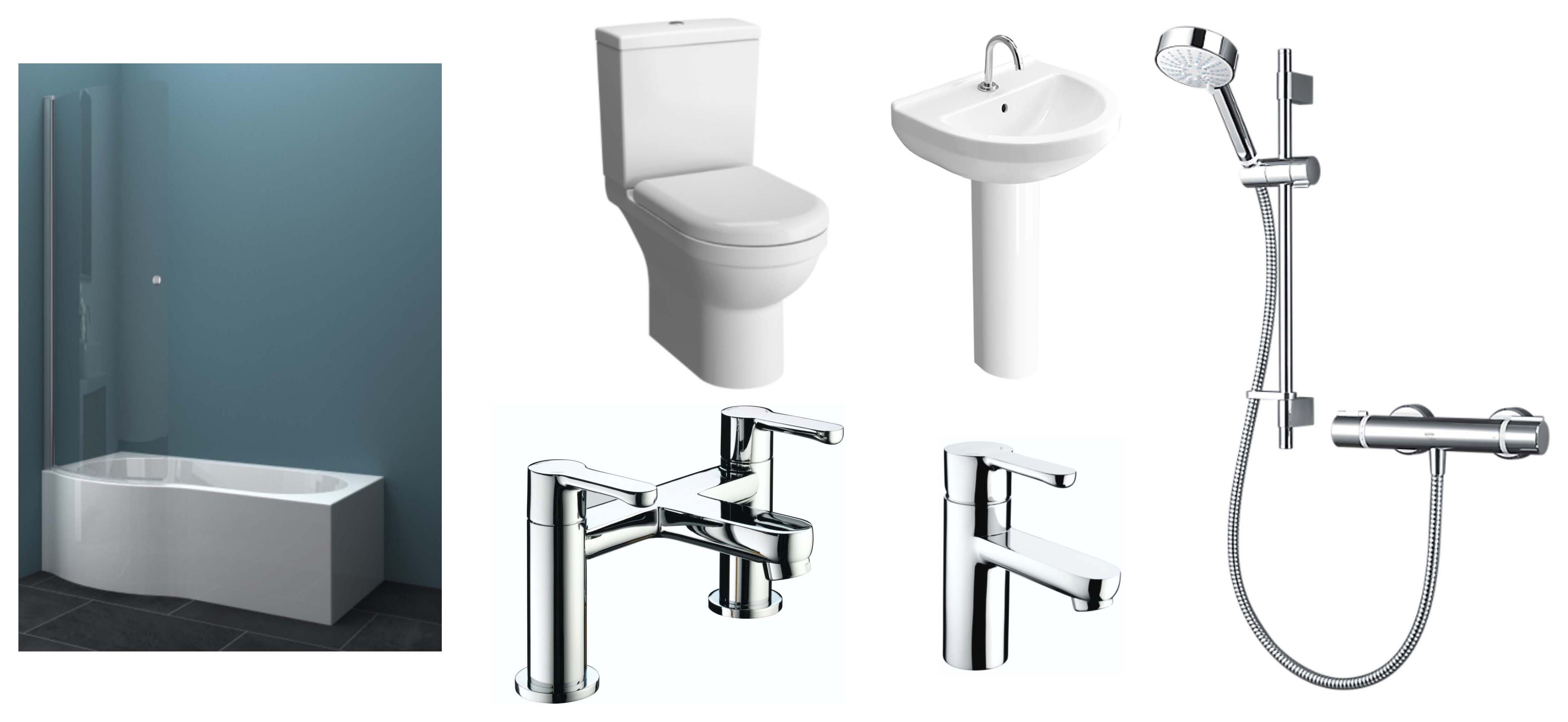 Valsina P-Shaped Left Hand Family Shower Bath Suite