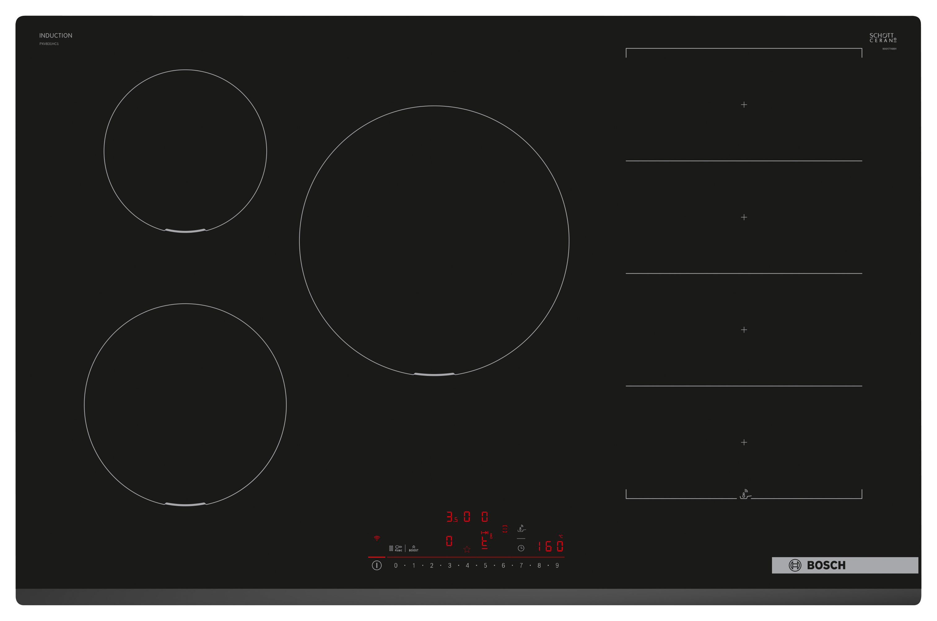 Bosch PXV831HC1E Series 6 80cm Induction Hob - Black