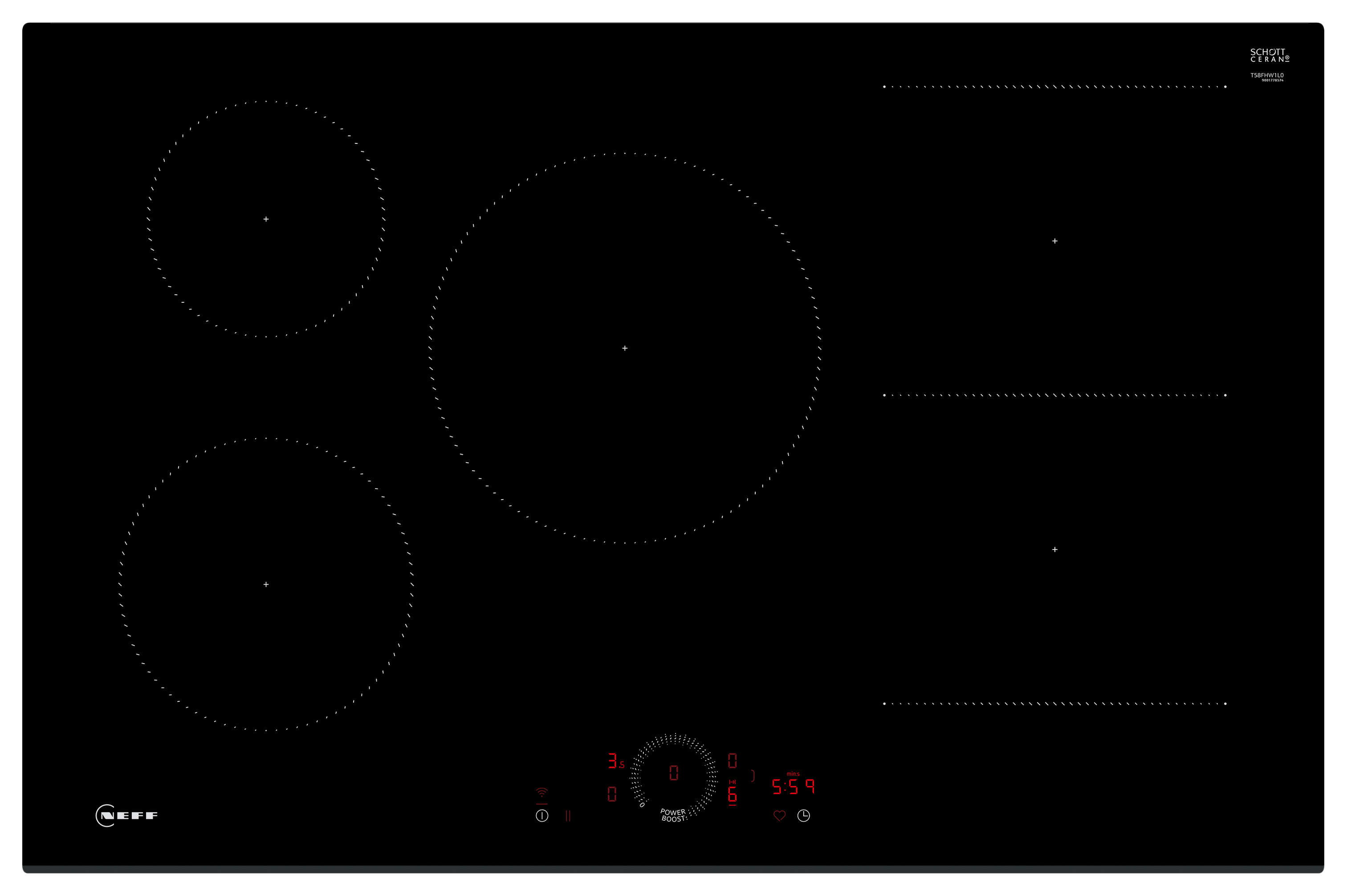 NEFF T58FHW1L0 N70 80cm Induction Hob - Black