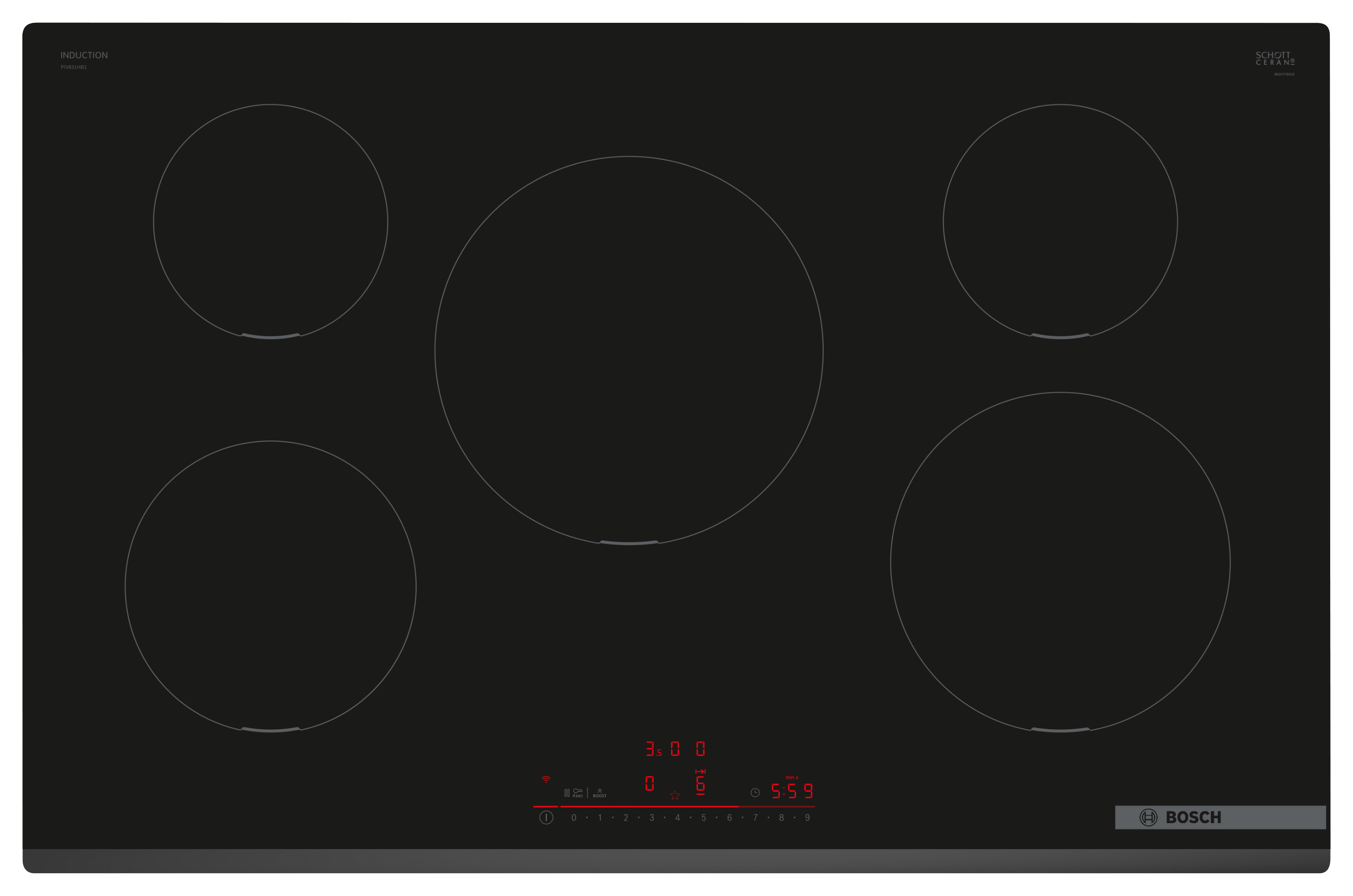 Bosch Series 6 PIV831HB1E Black Induction hob - 80 cm