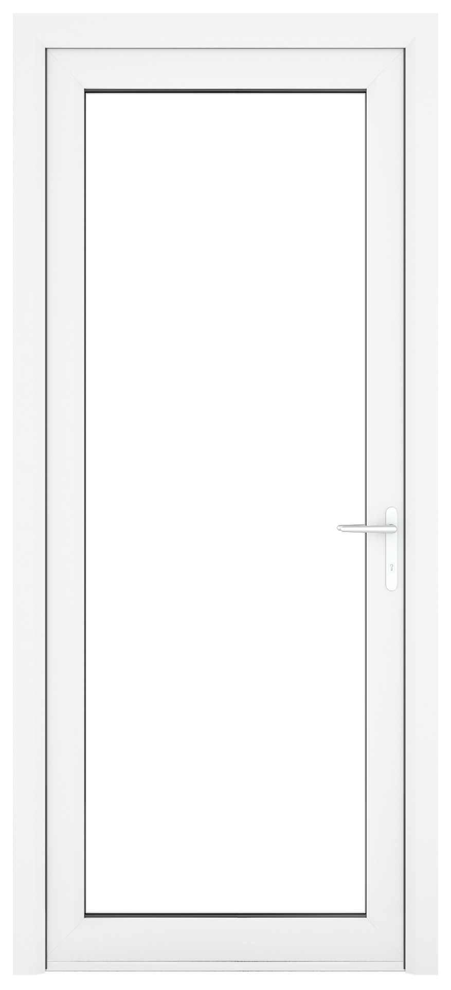 Crystal uPVC White Left Hand Inwards Clear Double Glazed Full Glass Single Door - 2090mm