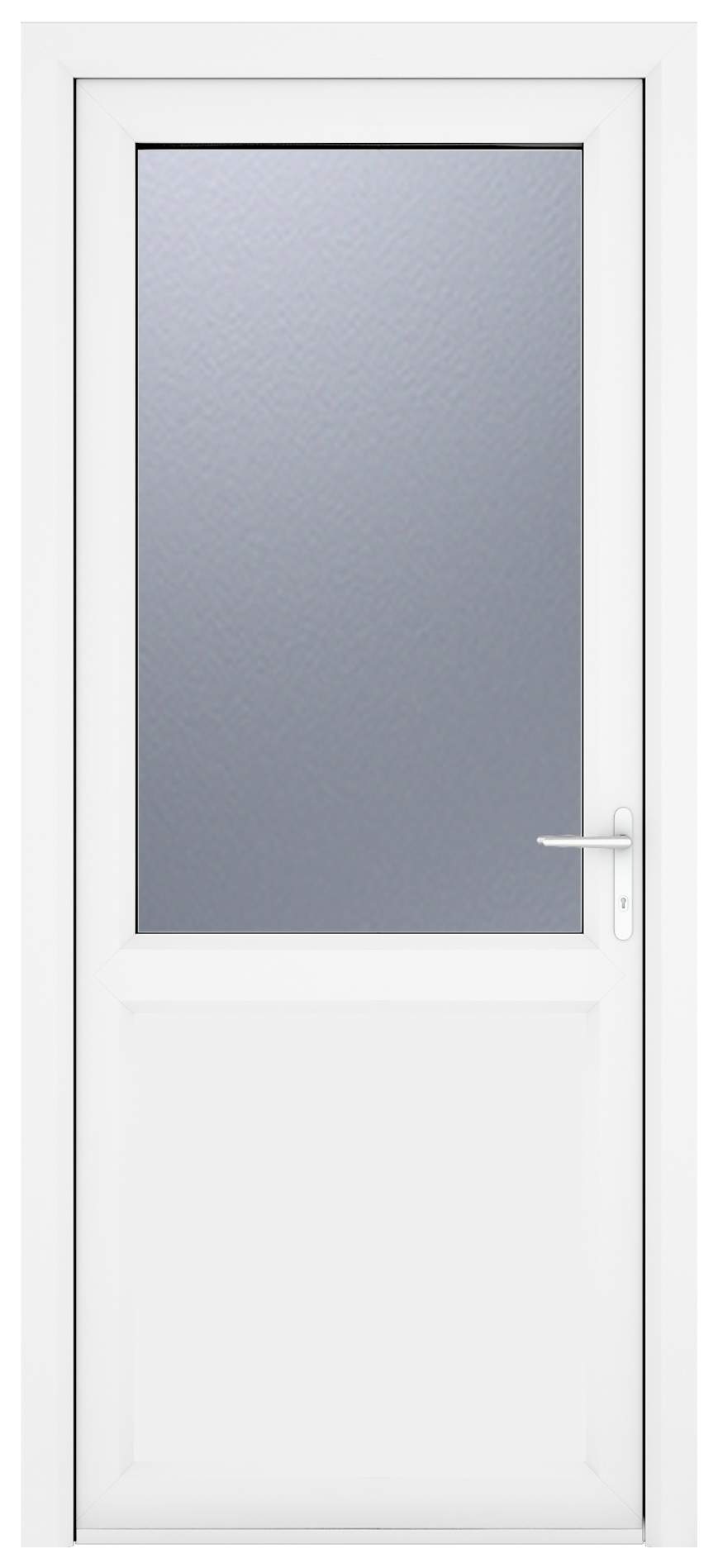 Crystal uPVC White Left Hand Inwards Obscure Double Glazed Half Glass Half Panel Single Door - 2090mm