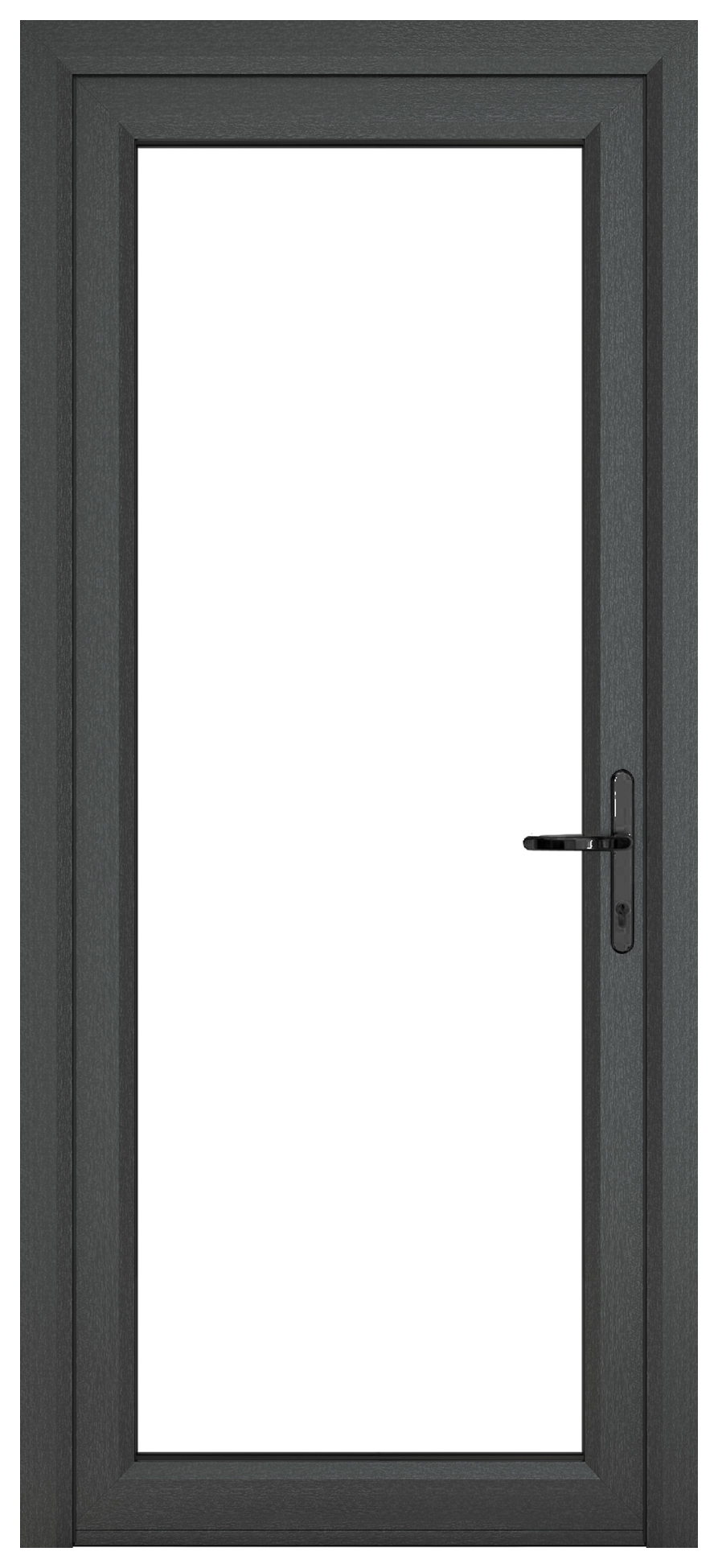 Crystal uPVC Grey Left Hand Inwards Clear Double Glazed Full Glass Single Door - 2090mm