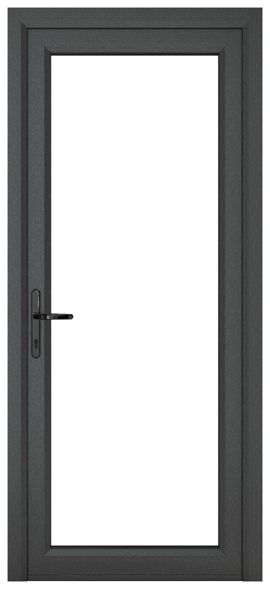 Crystal uPVC Grey Right Hand Inwards Clear Double Glazed Full Glass Single Door - 2090mm