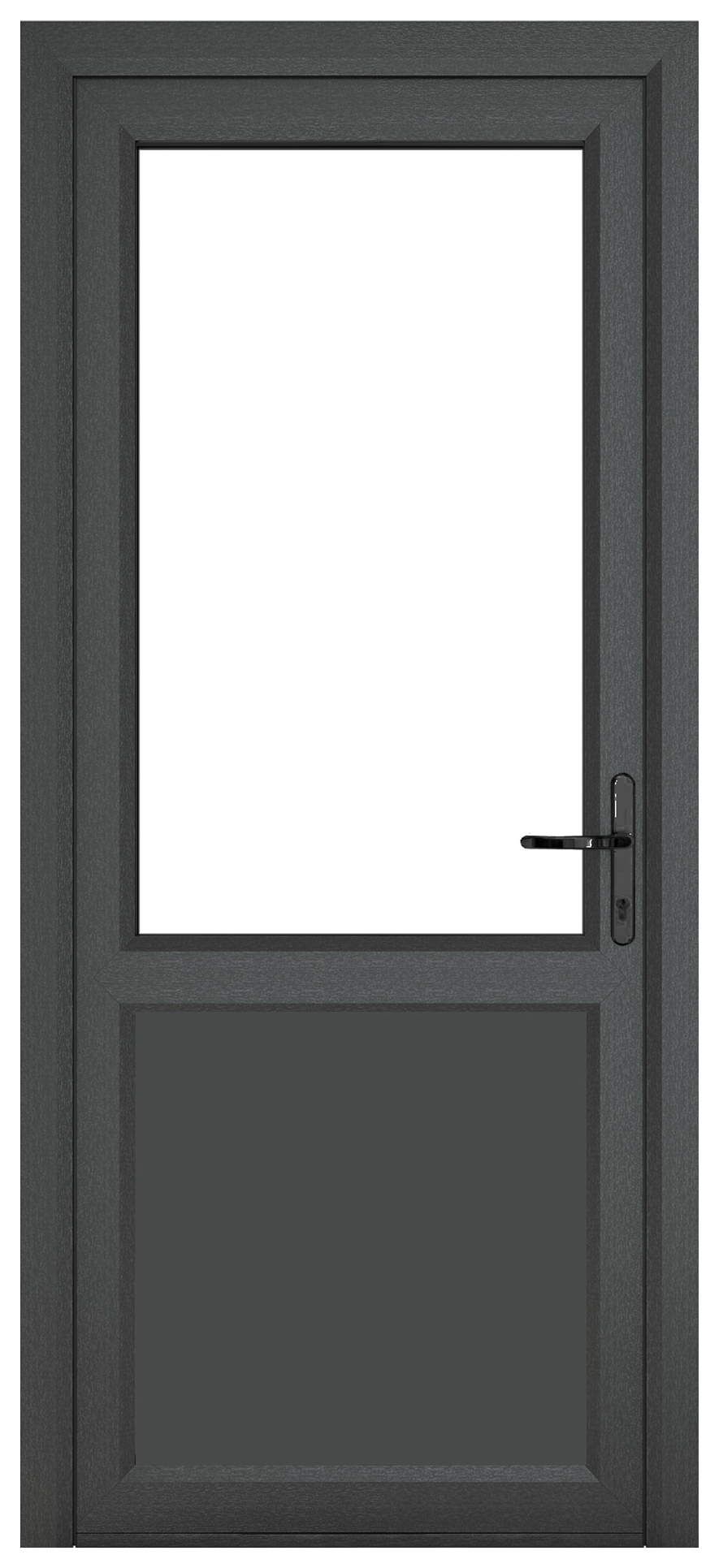 Crystal uPVC Grey Left Hand Inwards Clear Double Glazed Half Glass Half Panel Single Door - 2090mm