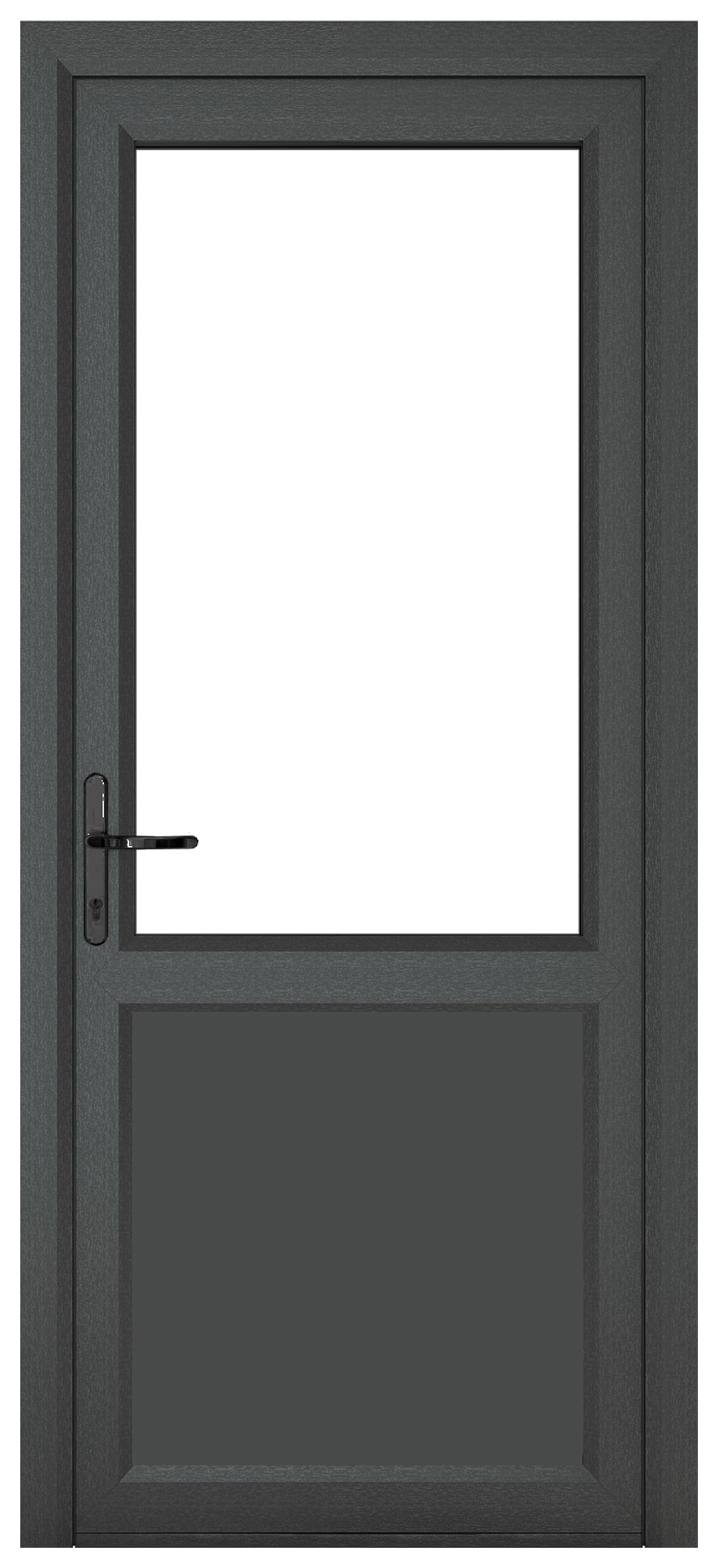 Crystal uPVC Grey Right Hand Inwards Clear Double Glazed Half Glass Half Panel Single Door - 2090mm