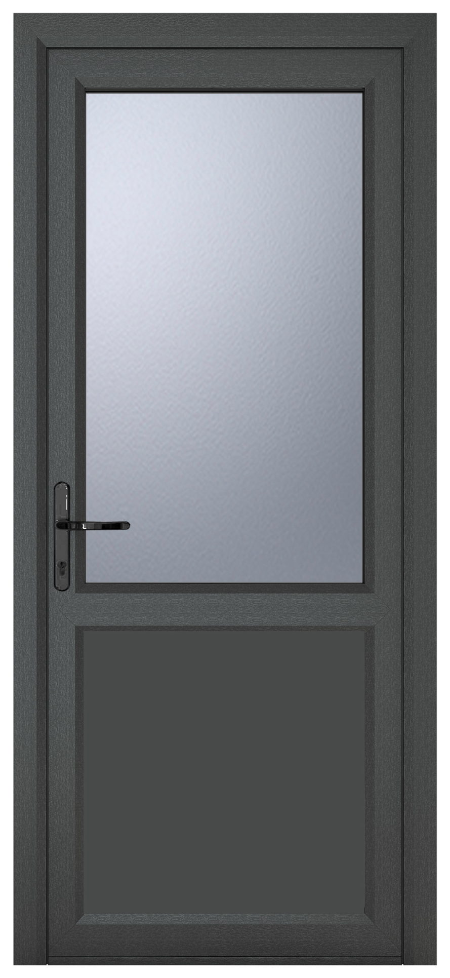 Crystal uPVC Grey Right Hand Inwards Obscure Double Glazed Half Glass Half Panel Single Door - 2090mm