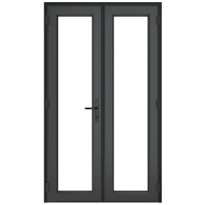 Crystal uPVC Grey Left Hand Clear Double Glazed French Door with 150mm Cill