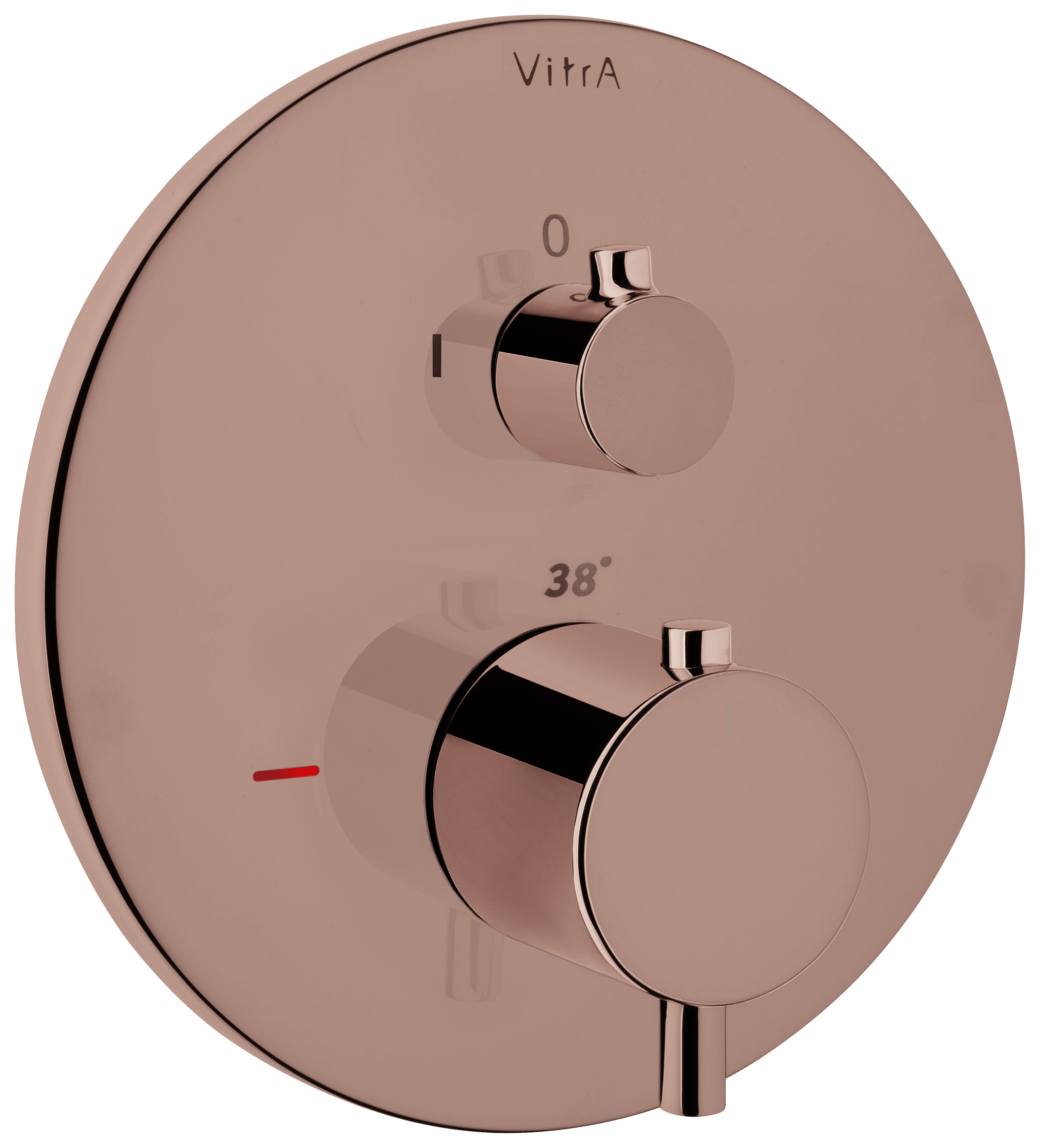 VitrA Origin Round Built-In 1 Way Thermostatic Shower Mixer Valve - Soft Copper