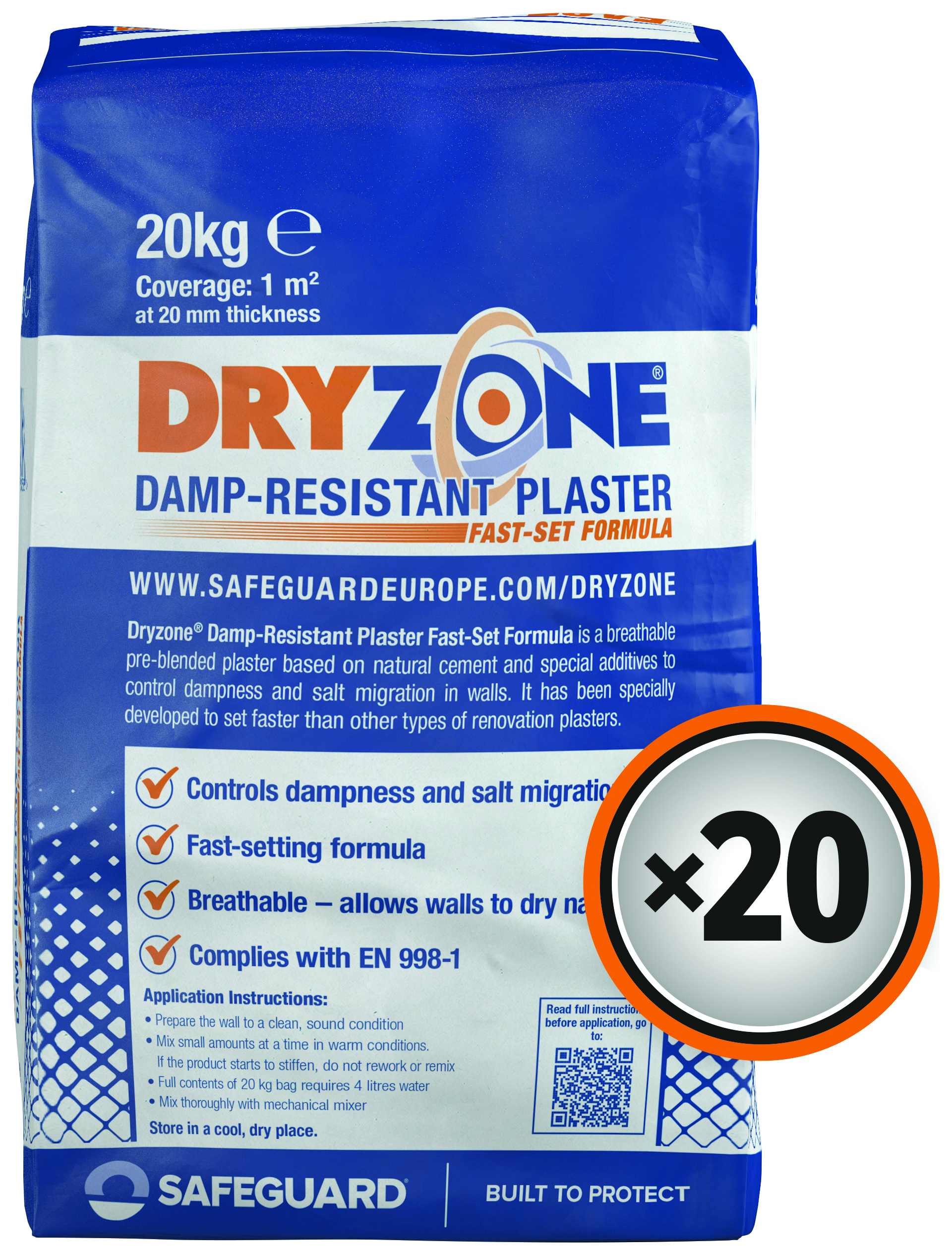 Dryzone Fast Set Renovation Plaster - 20 Bags - 20kg