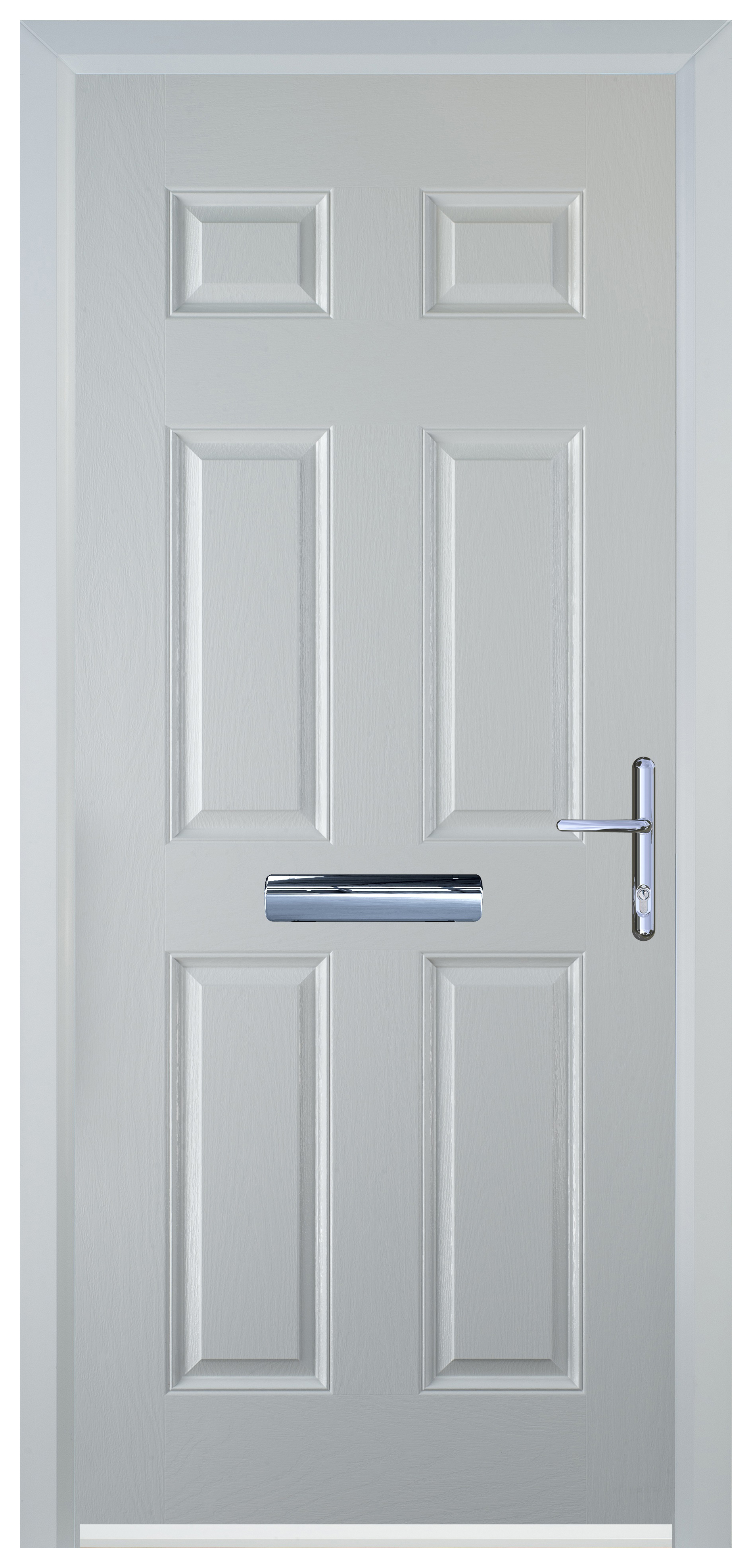 Door-Stop 6 Panel White Left Hand GRP Composite Door - 2100mm
