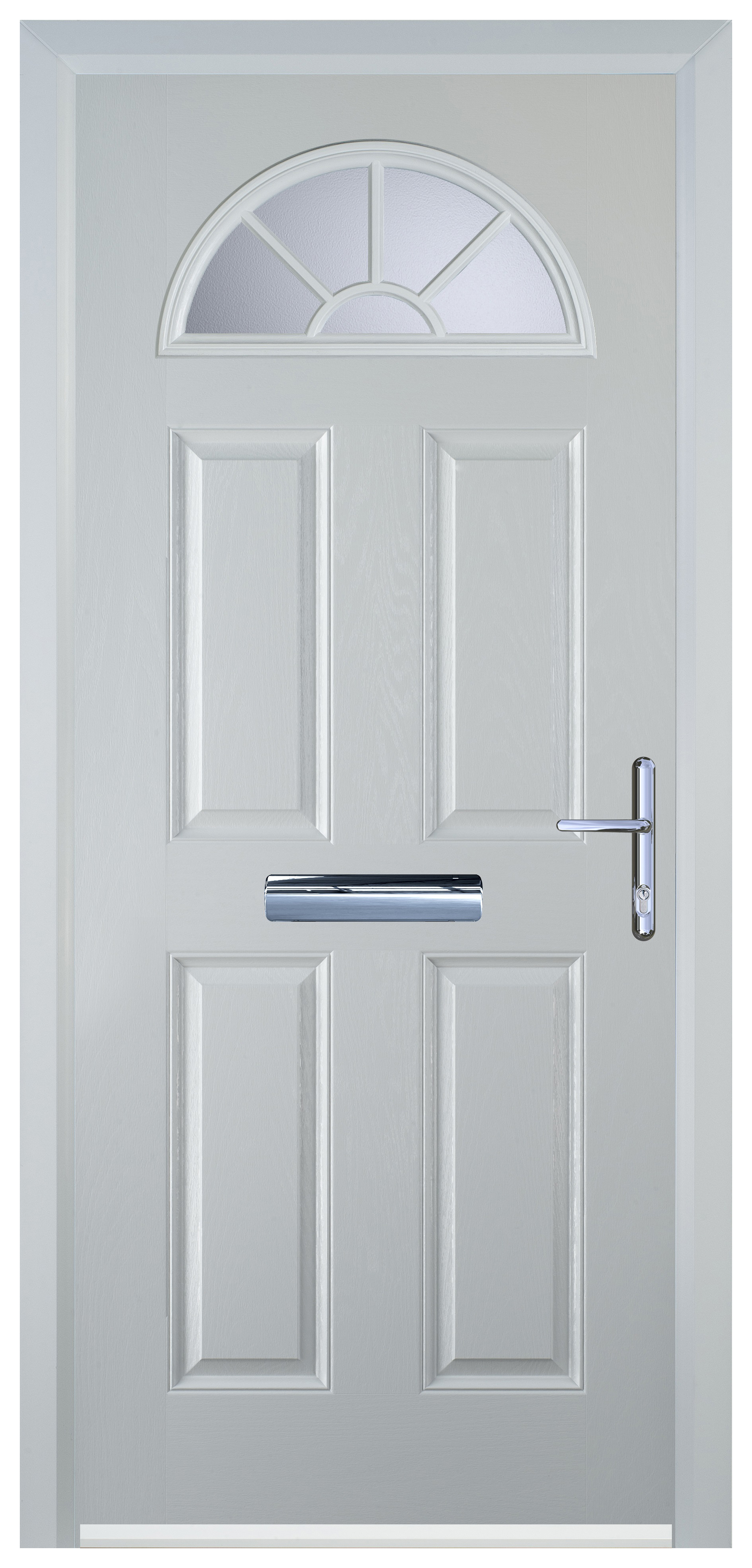 Door-Stop 4 Panel Sunburst White Left Hand GRP Composite Door - 2100mm