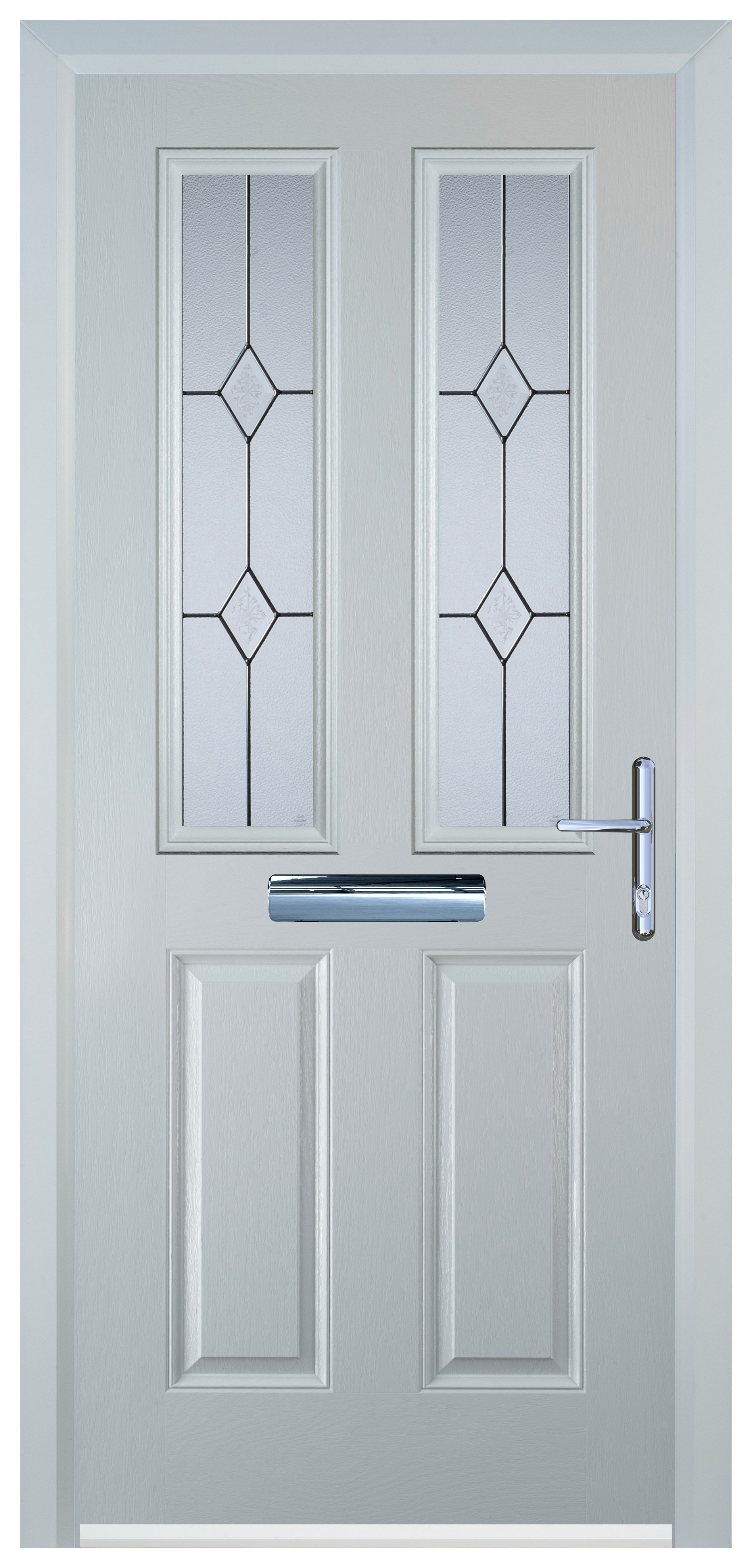 Door-Stop 2 Panel 2 Square White Left Hand GRP Composite Door - 2100mm