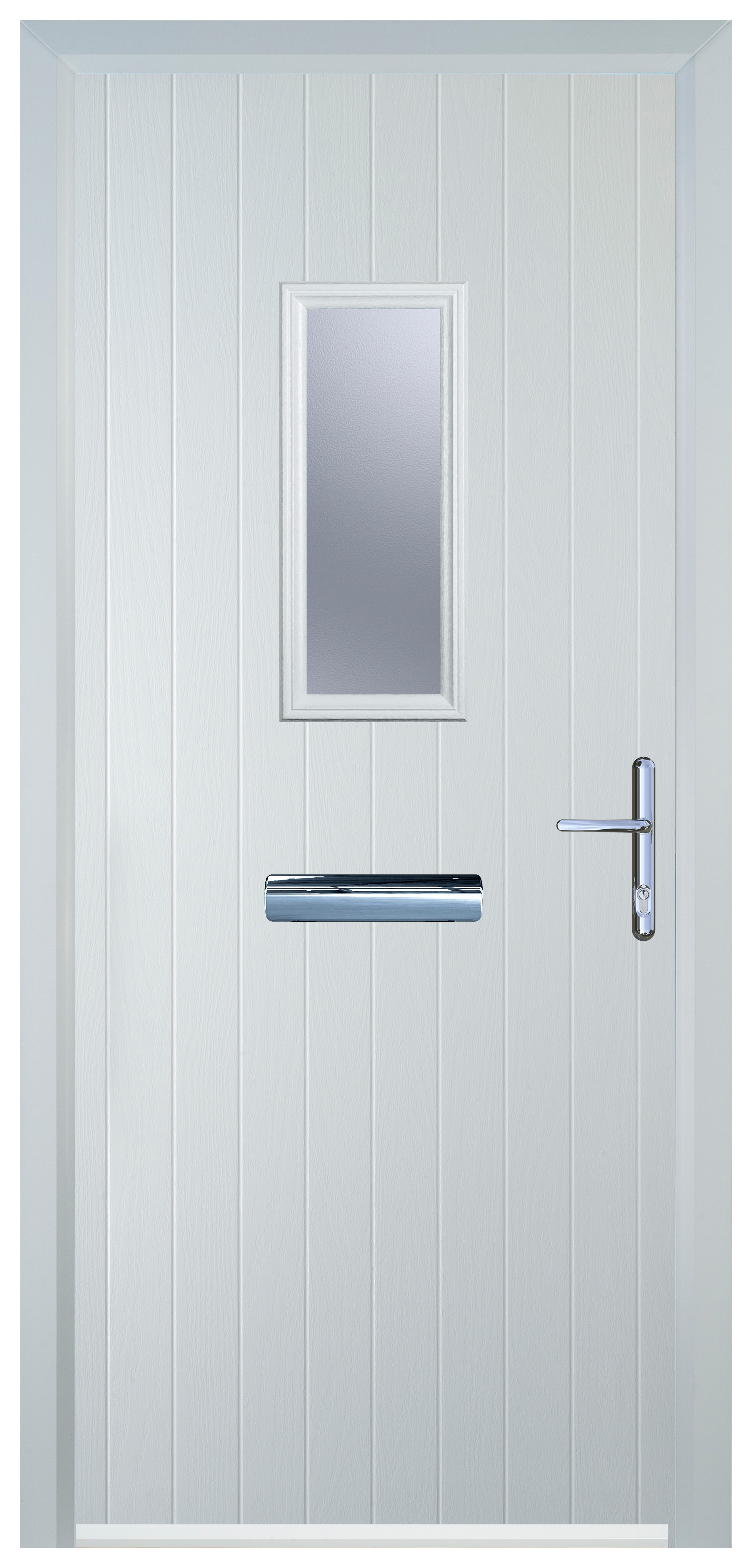 Door-Stop 1 Square White Left Hand GRP Composite Door - 2100mm