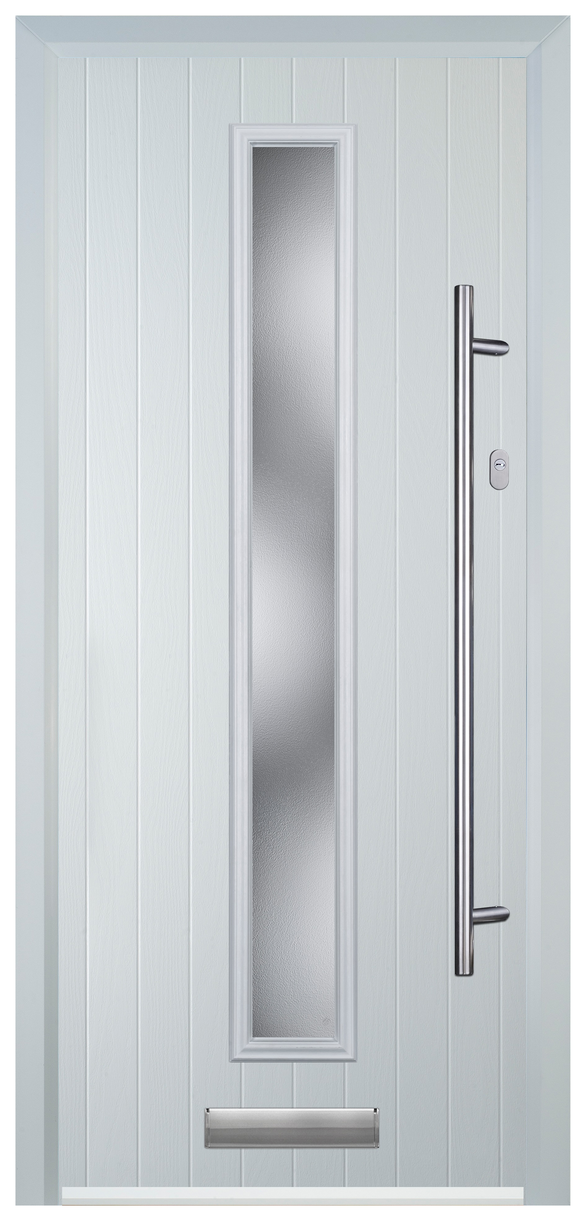 Door-Stop Cottage White Left Hand GRP Composite Door with Long Narrow Glazing - 920 x 2100mm