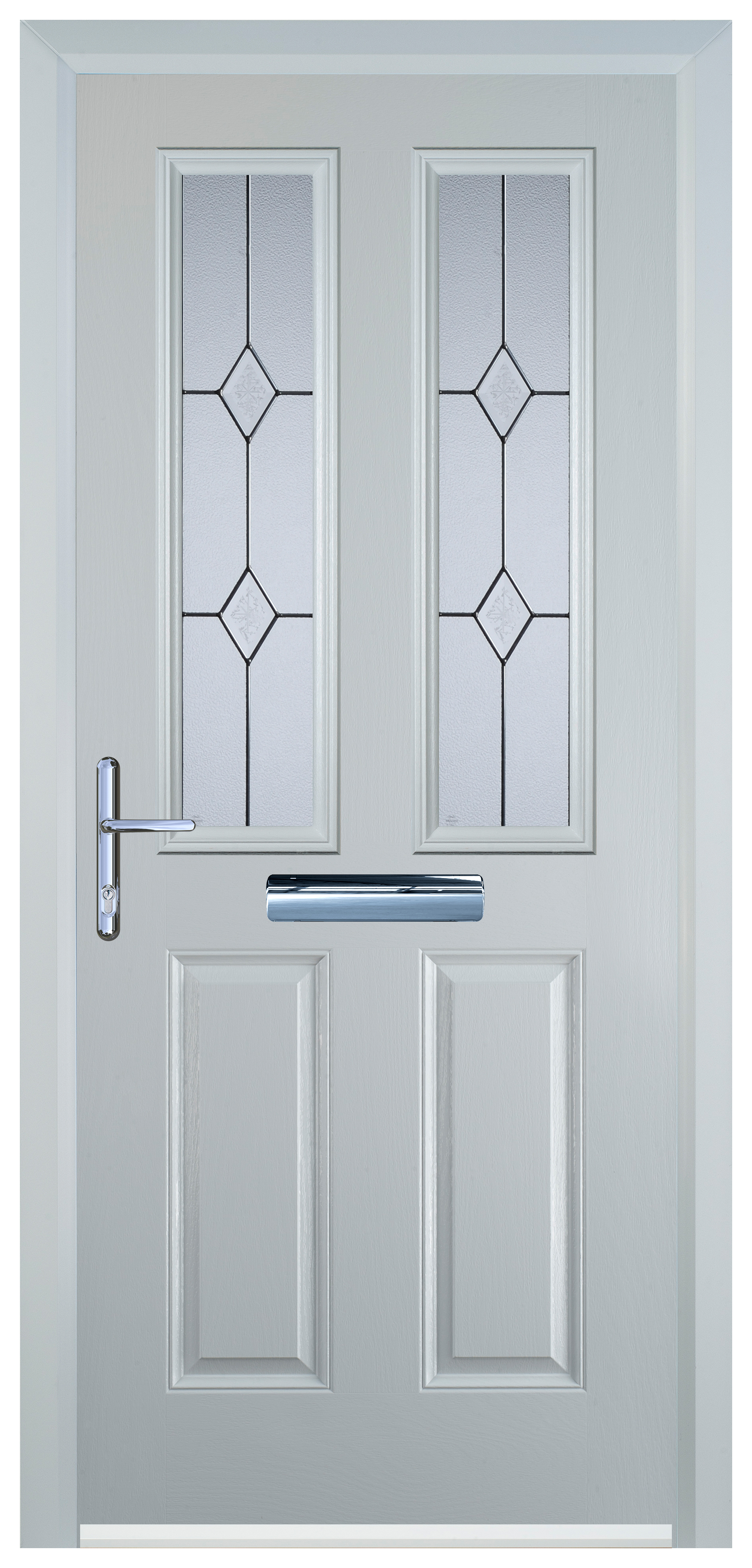 Door-Stop 2 Panel 2 Square White Right Hand GRP Composite Door - 2100mm