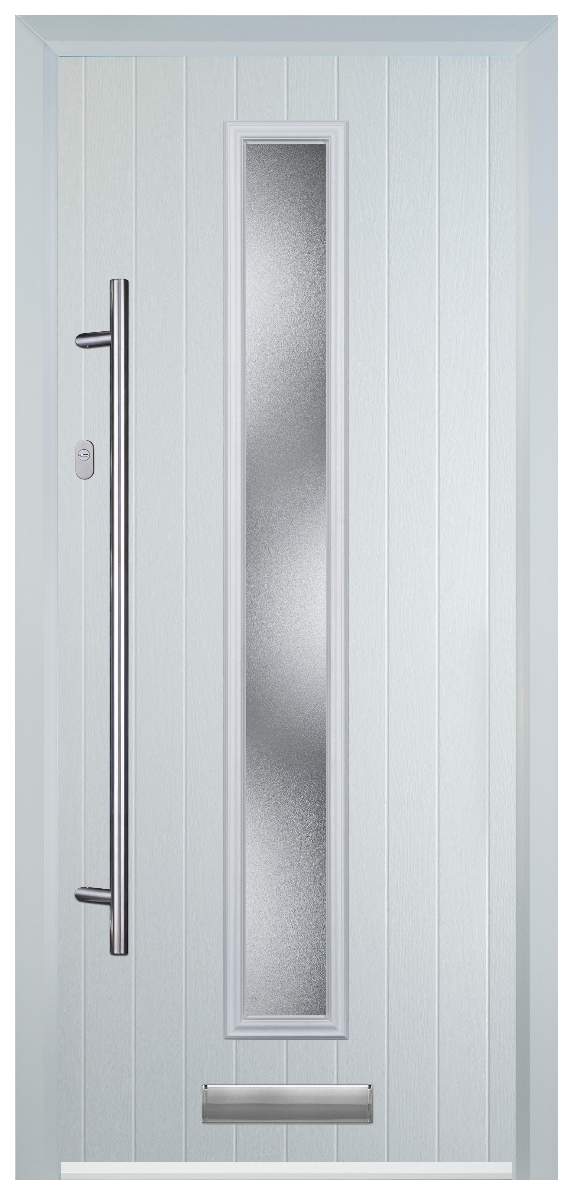 Door-Stop Cottage White Right Hand GRP Composite Door with Long Narrow Glazing - 2100mm