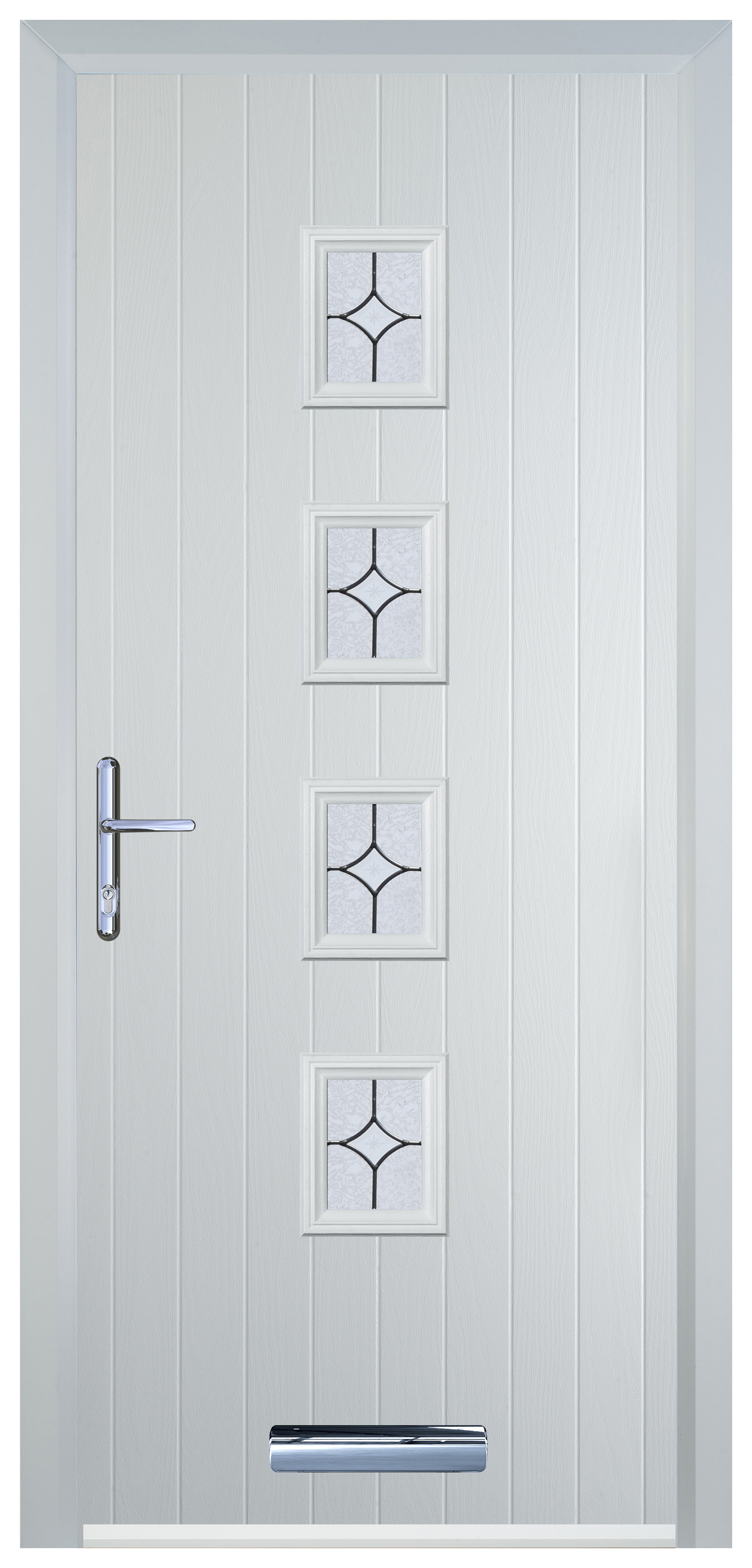 Door-Stop 4 Square White Right Hand GRP Composite Door with Flair Glass - 2100mm