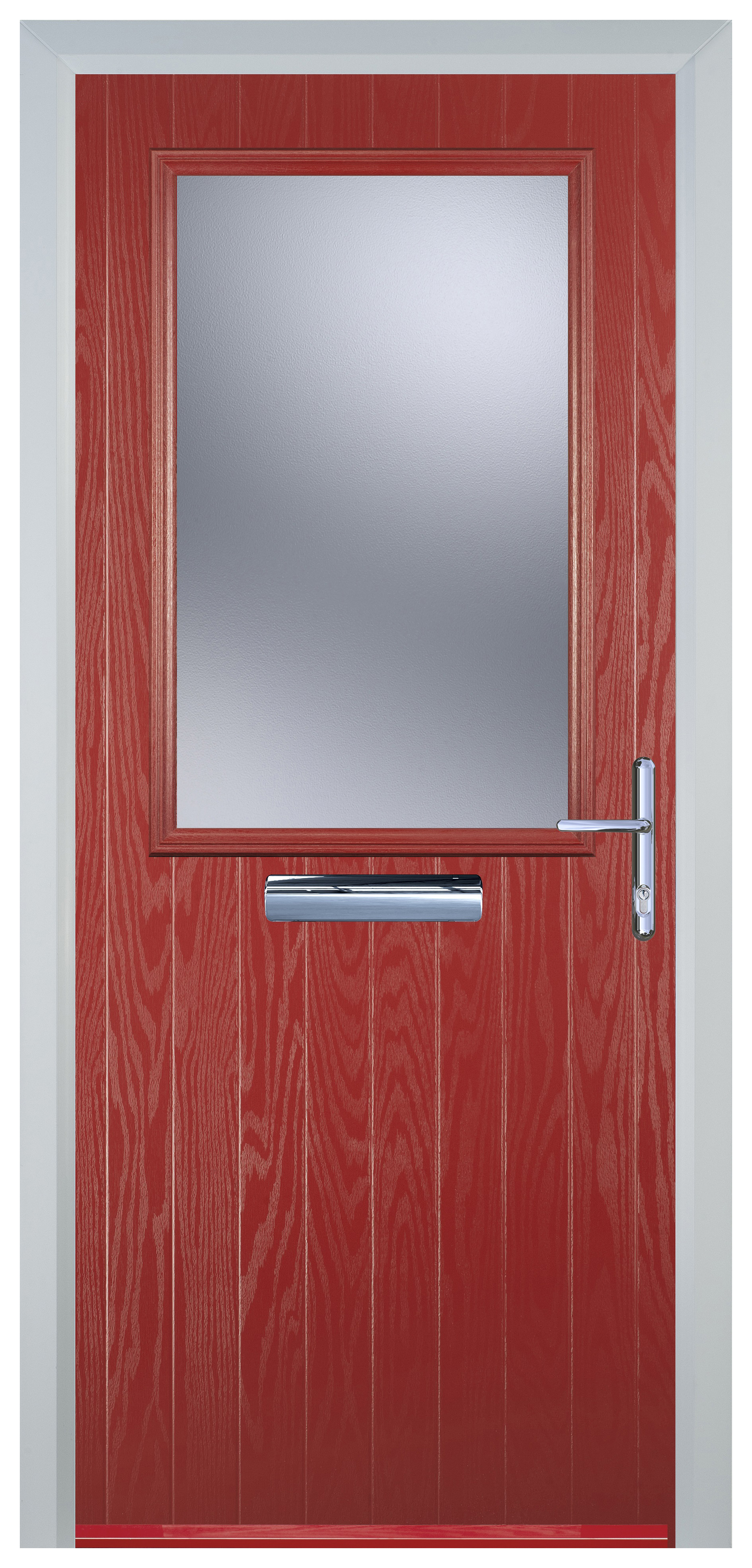 Door-Stop Cottage Half Glazed Red Left Hand GRP Composite Door - 2100mm