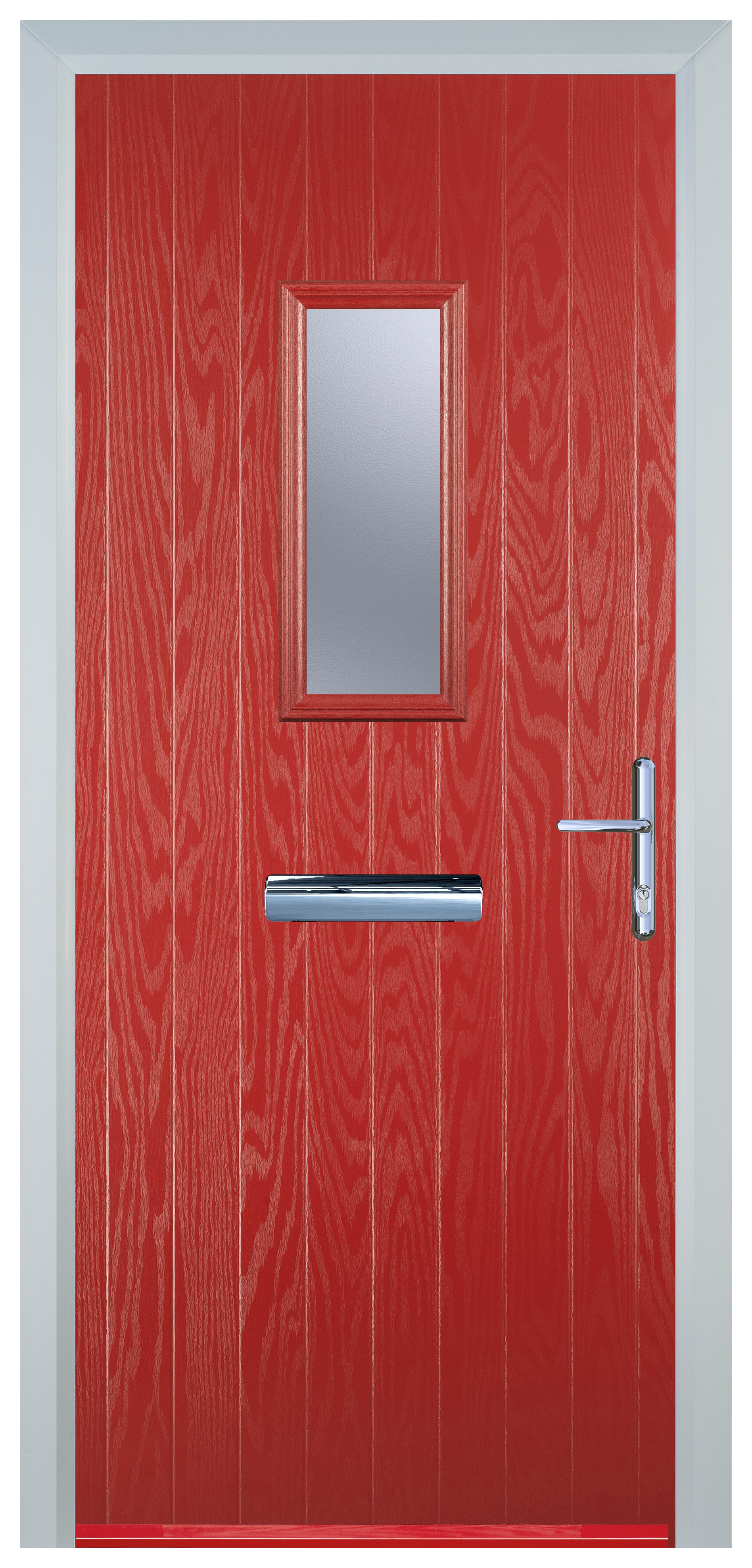 Door-Stop 1 Square Red Left Hand GRP Composite Door - 2100mm