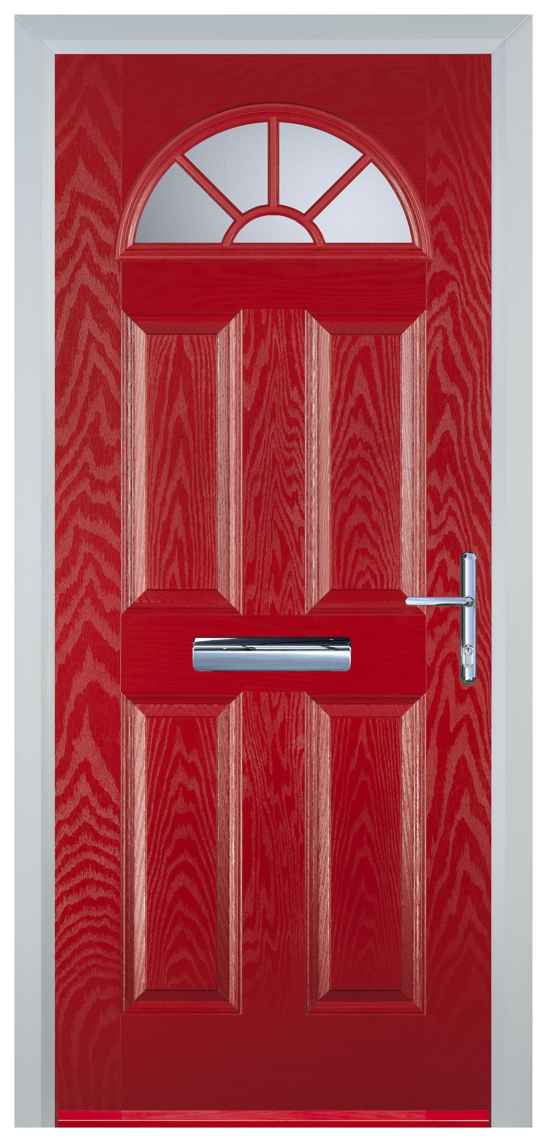 Door-Stop 4 Panel Sunburst Red Left Hand Composite Door - 2100mm