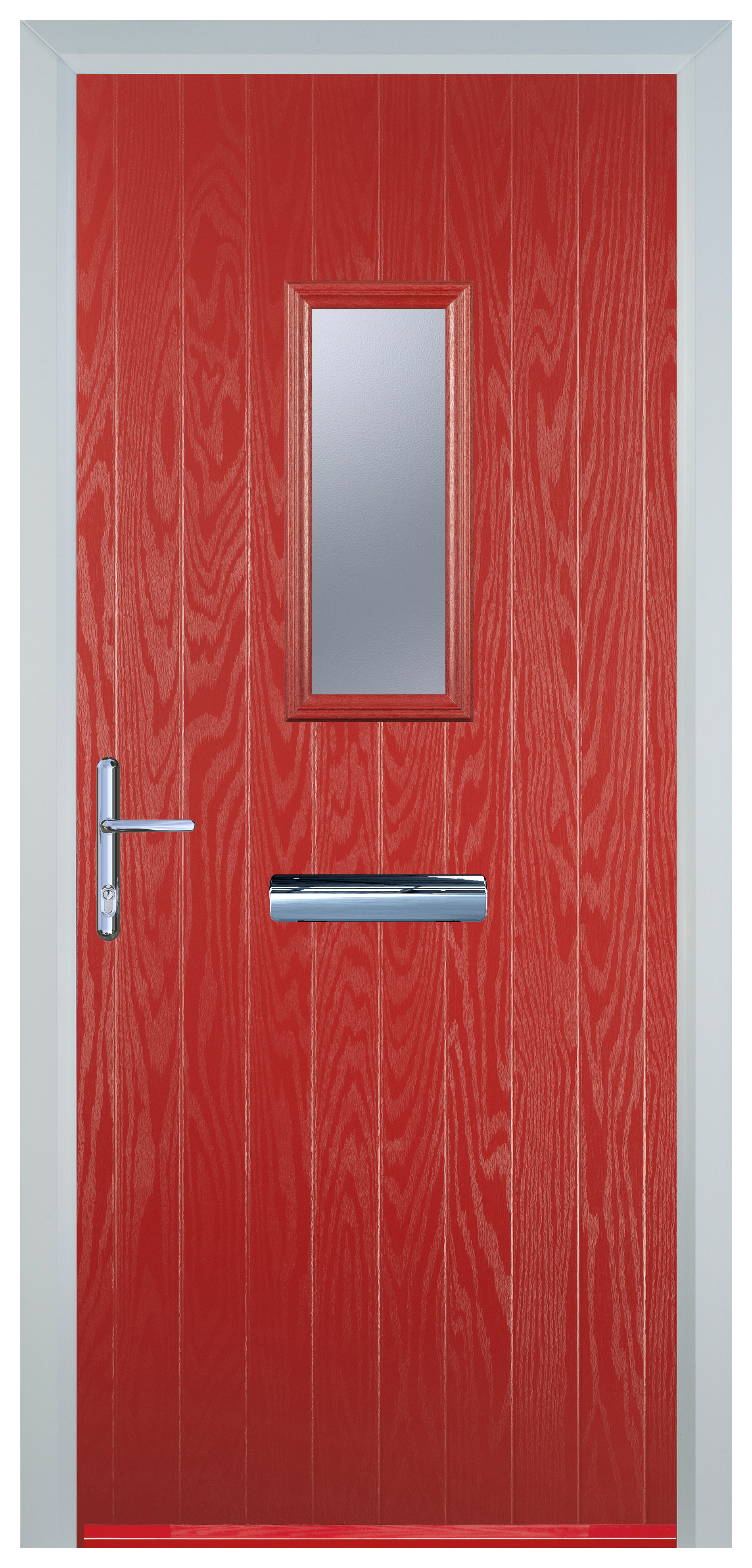 Door-Stop 1 Square Red Right Hand GRP Composite Door - 2100mm