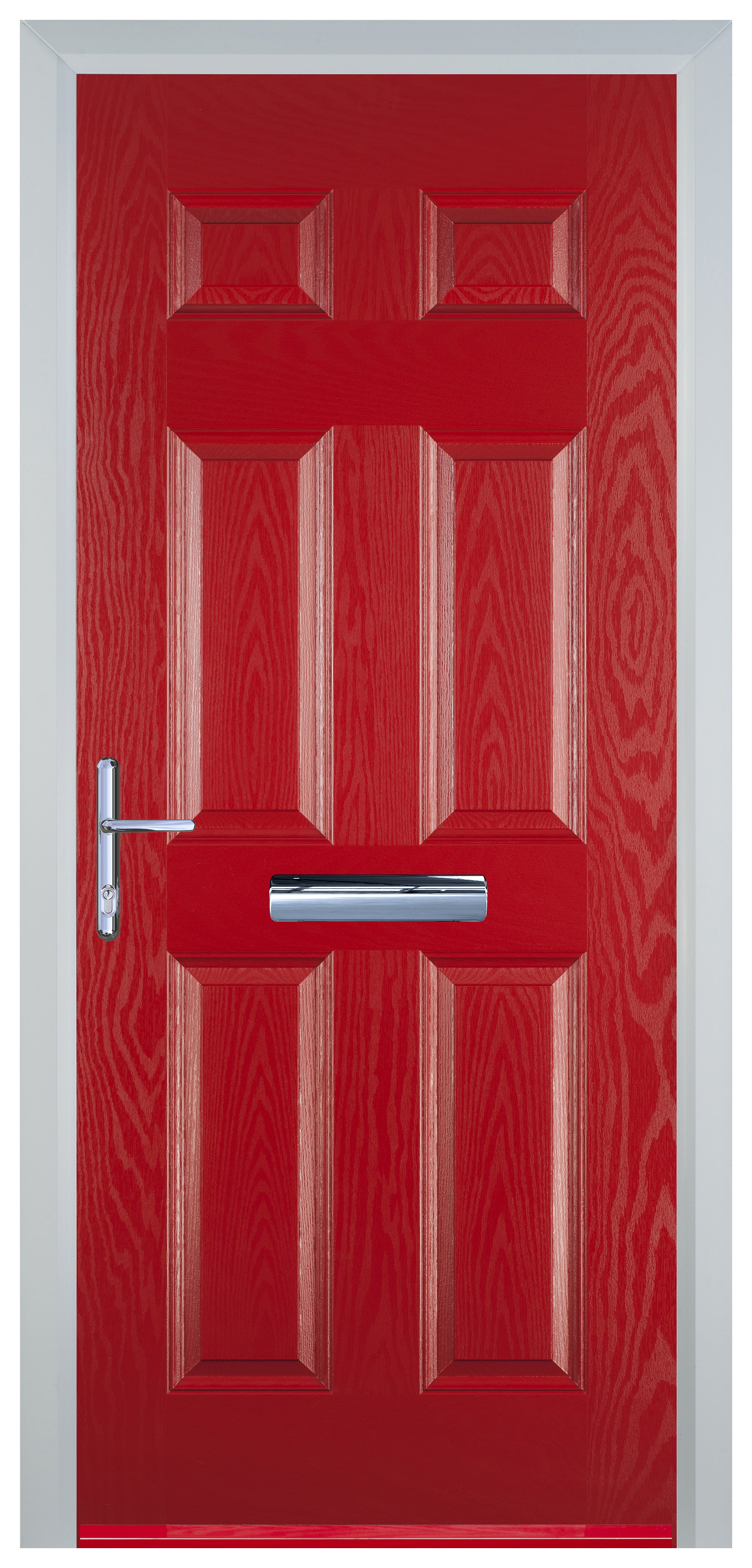 Door-Stop 6 Panel Red Right Hand GRP Composite Door - 2100mm