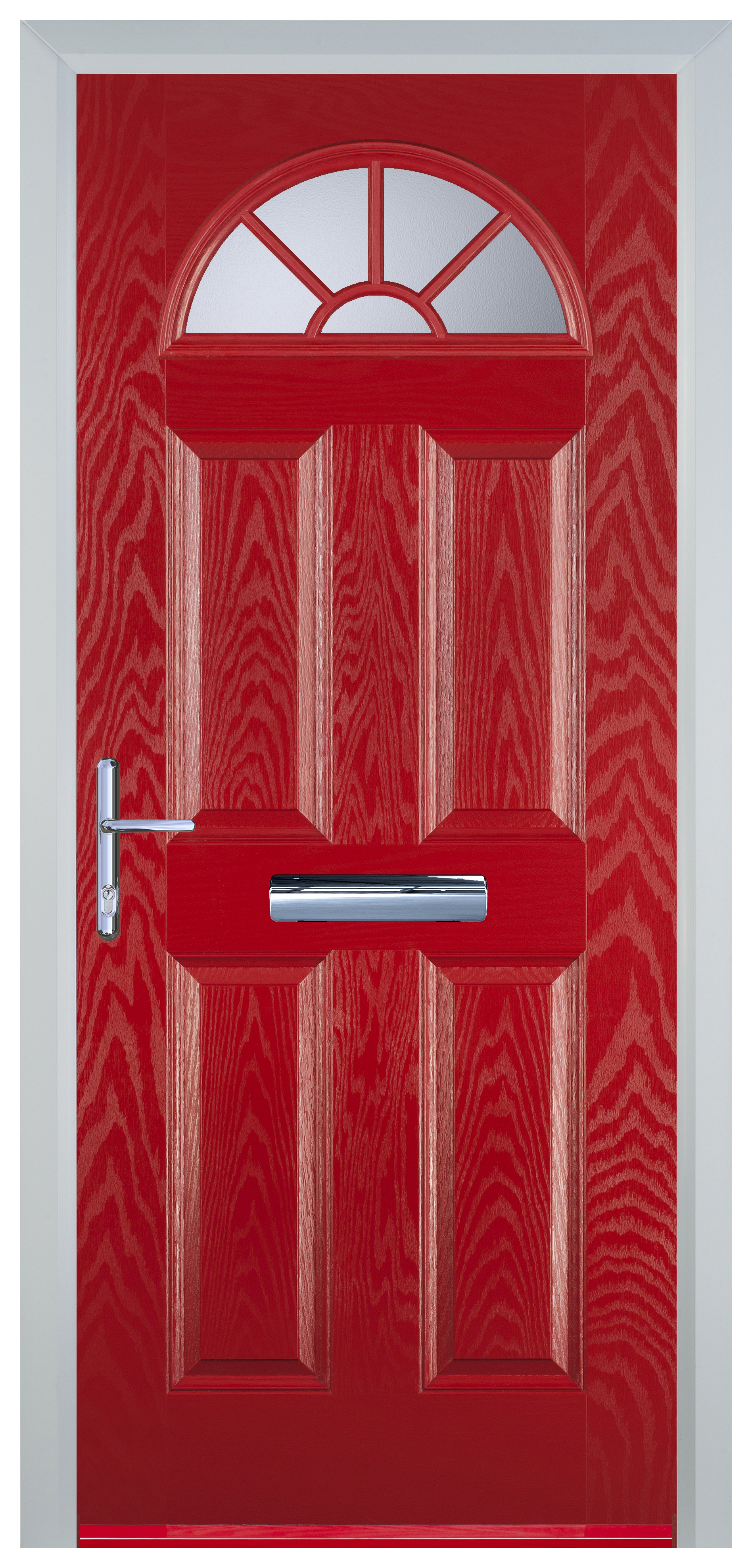 Door-Stop 4 Panel Sunburst Red Right Hand Composite Door - 2100mm