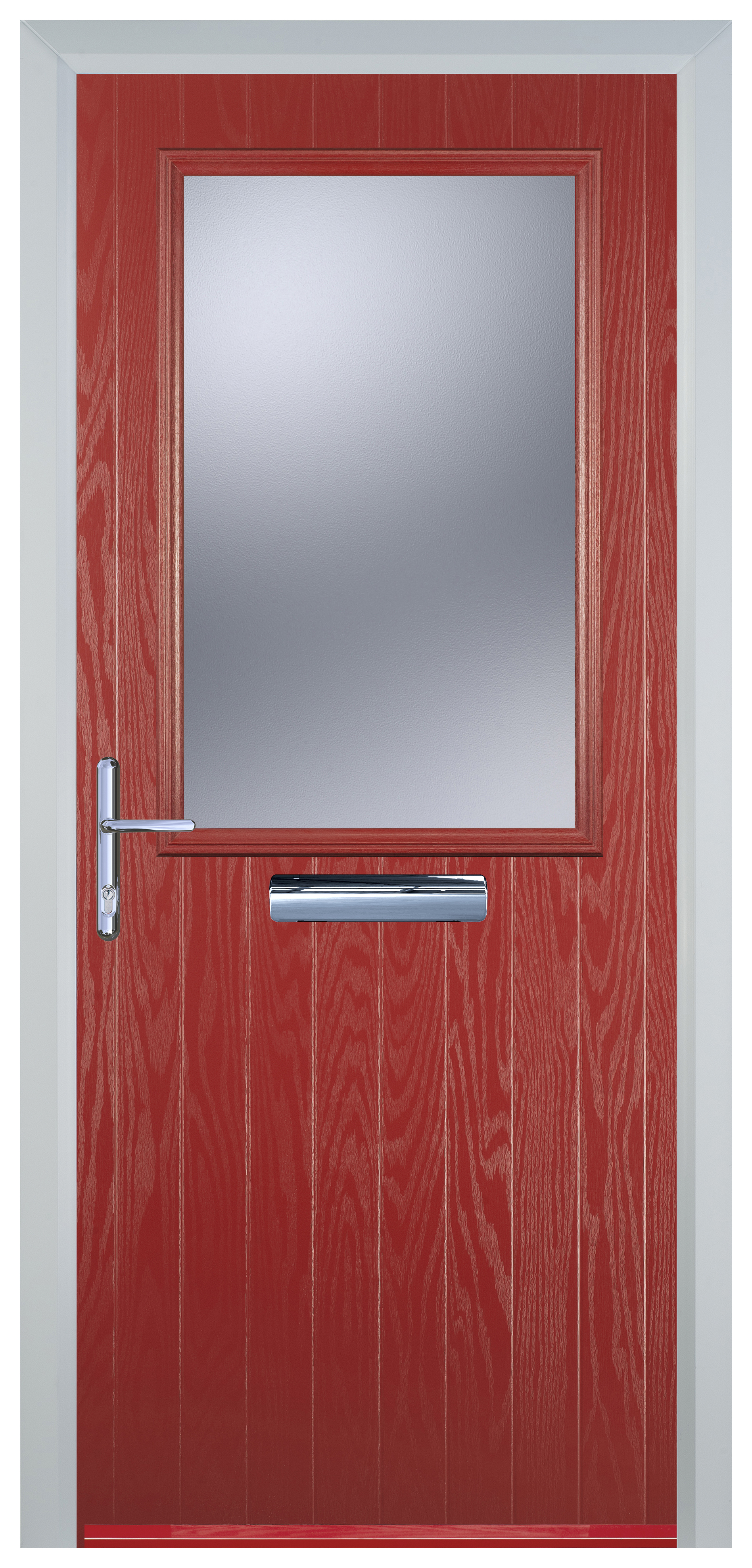 Door-stop Cottage Half Glazed Red Right Hand Grp Composite Door - 920 X 2100mm
