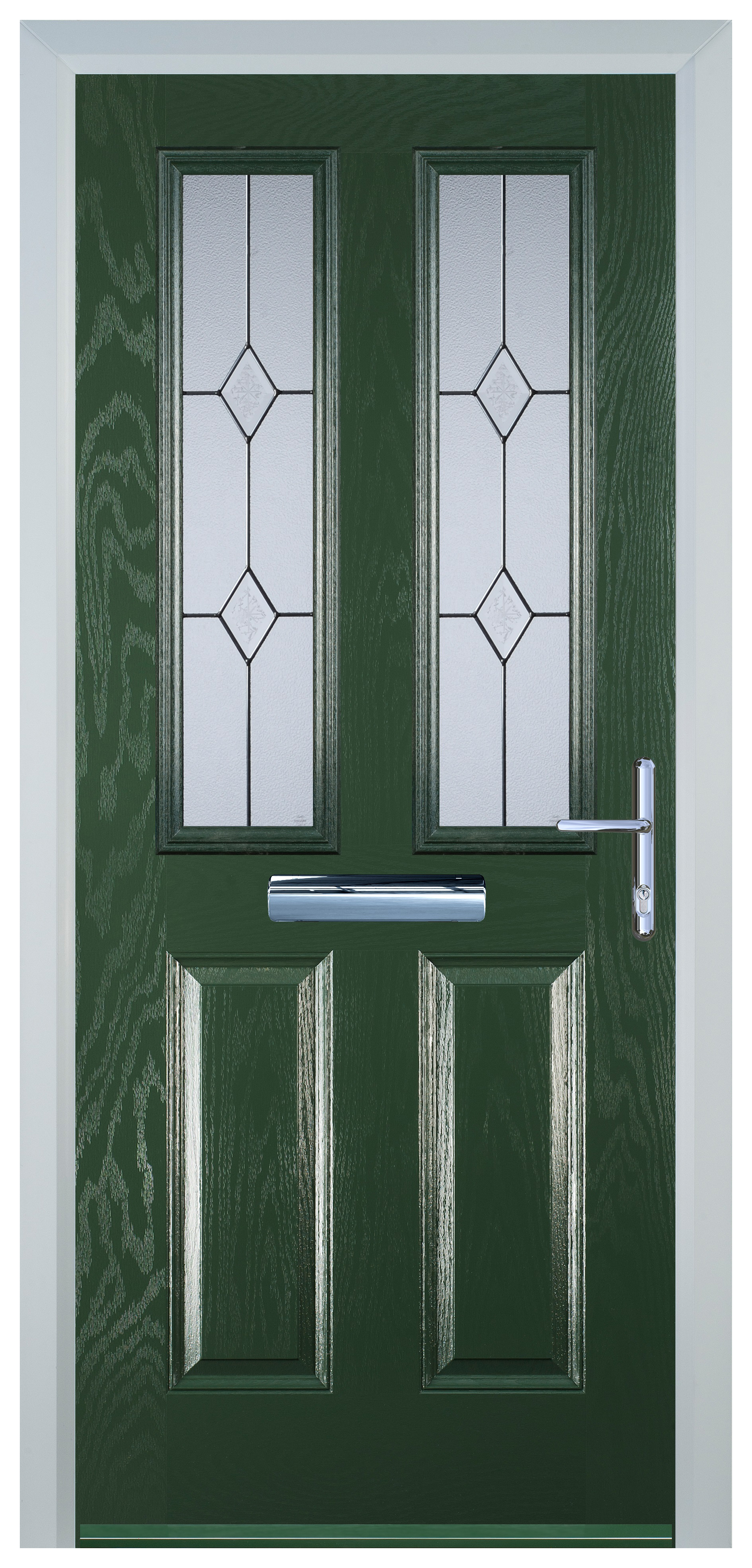 Door-Stop 2 Panel 2 Square Green Left Hand Composite Door - 2100mm